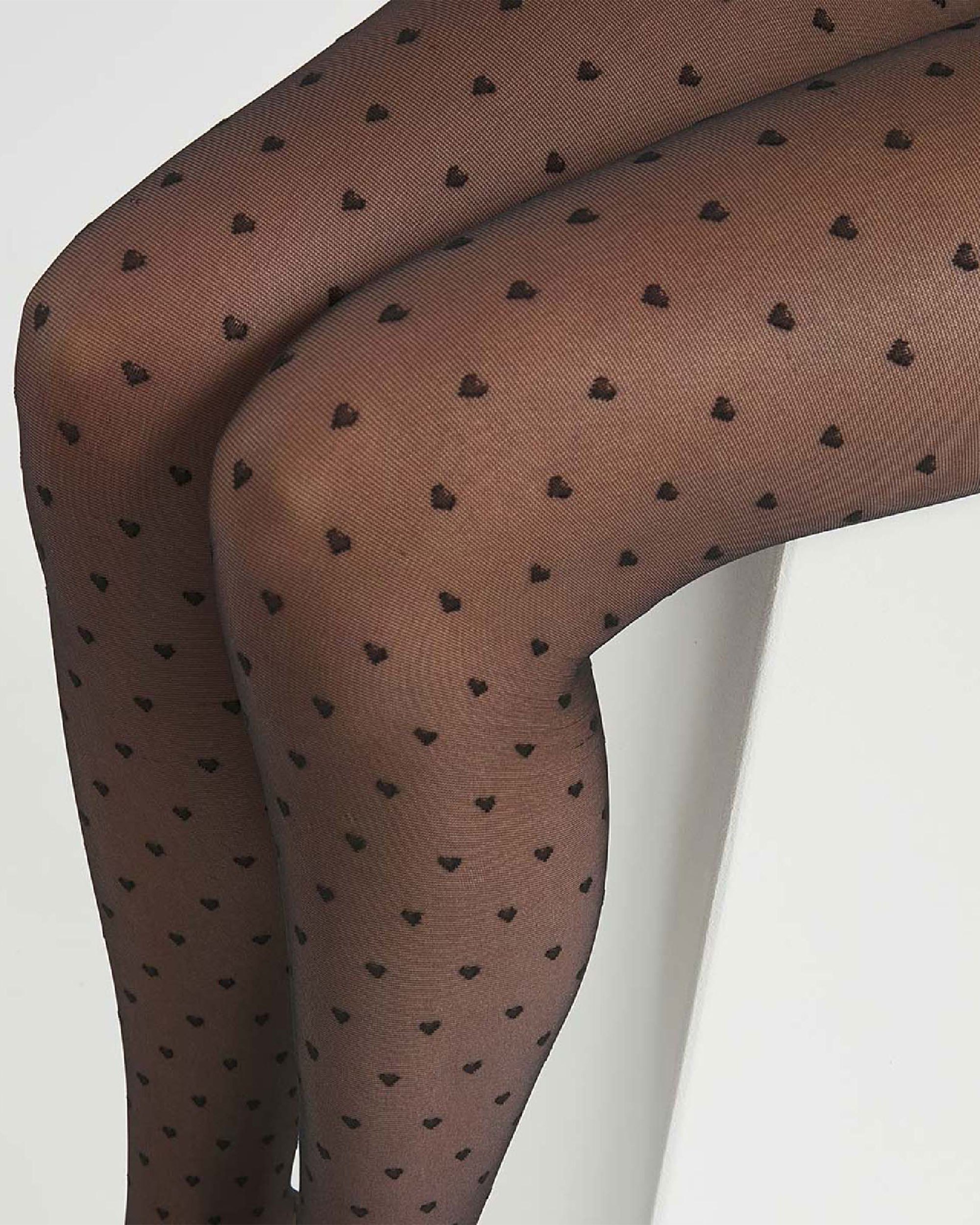 Collants Transparentes com Corações 19d Preto-3