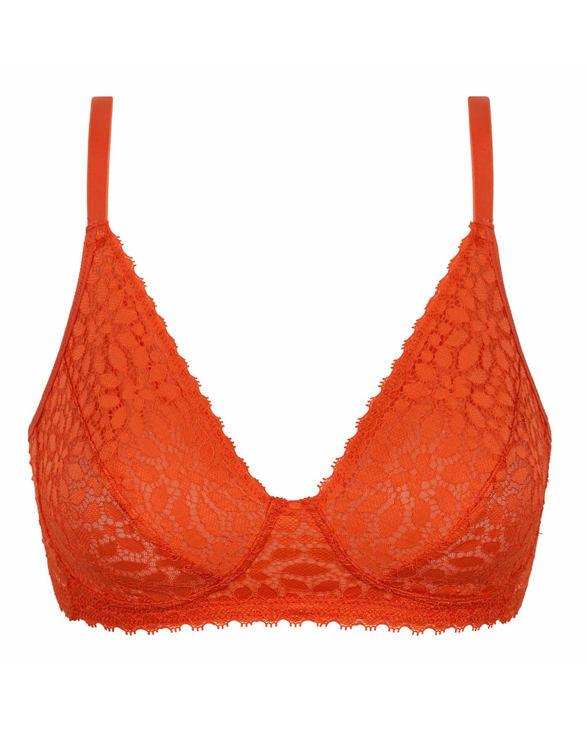 Soutien sem Aro de Renda Floral Daily Dentelle Laranja-5