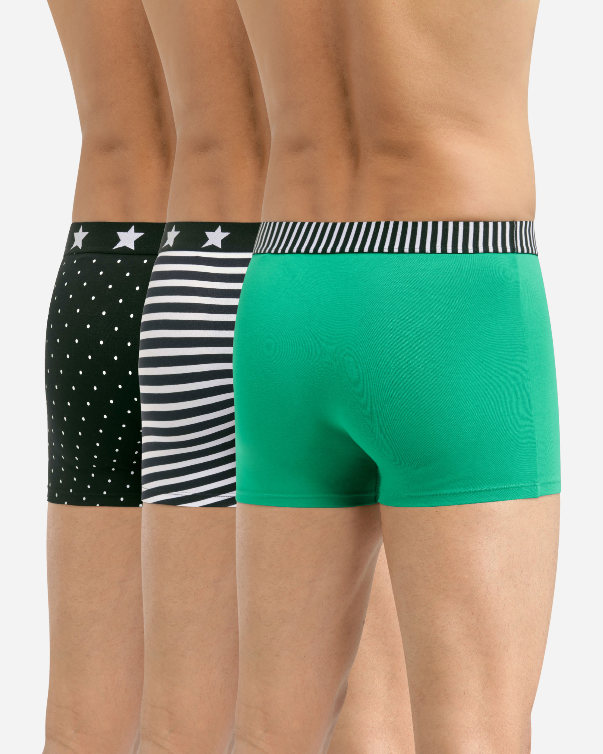 Pack de Três Boxers de Algodão Elástico com Estampados Variados e Várias Cores Multicolor-2