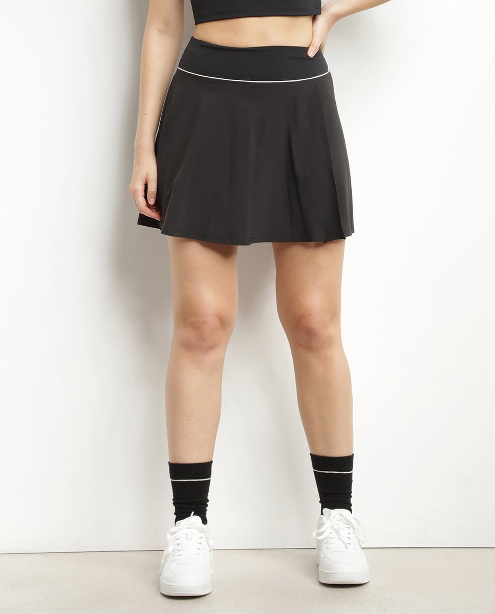 Saia-calça Desportiva com Abertura Lateral Preto-1