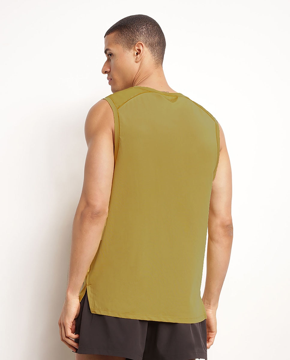 T-shirt sem Mangas Desportiva Amarelo-2