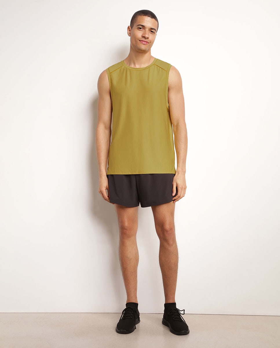 T-shirt sem Mangas Desportiva Amarelo-3