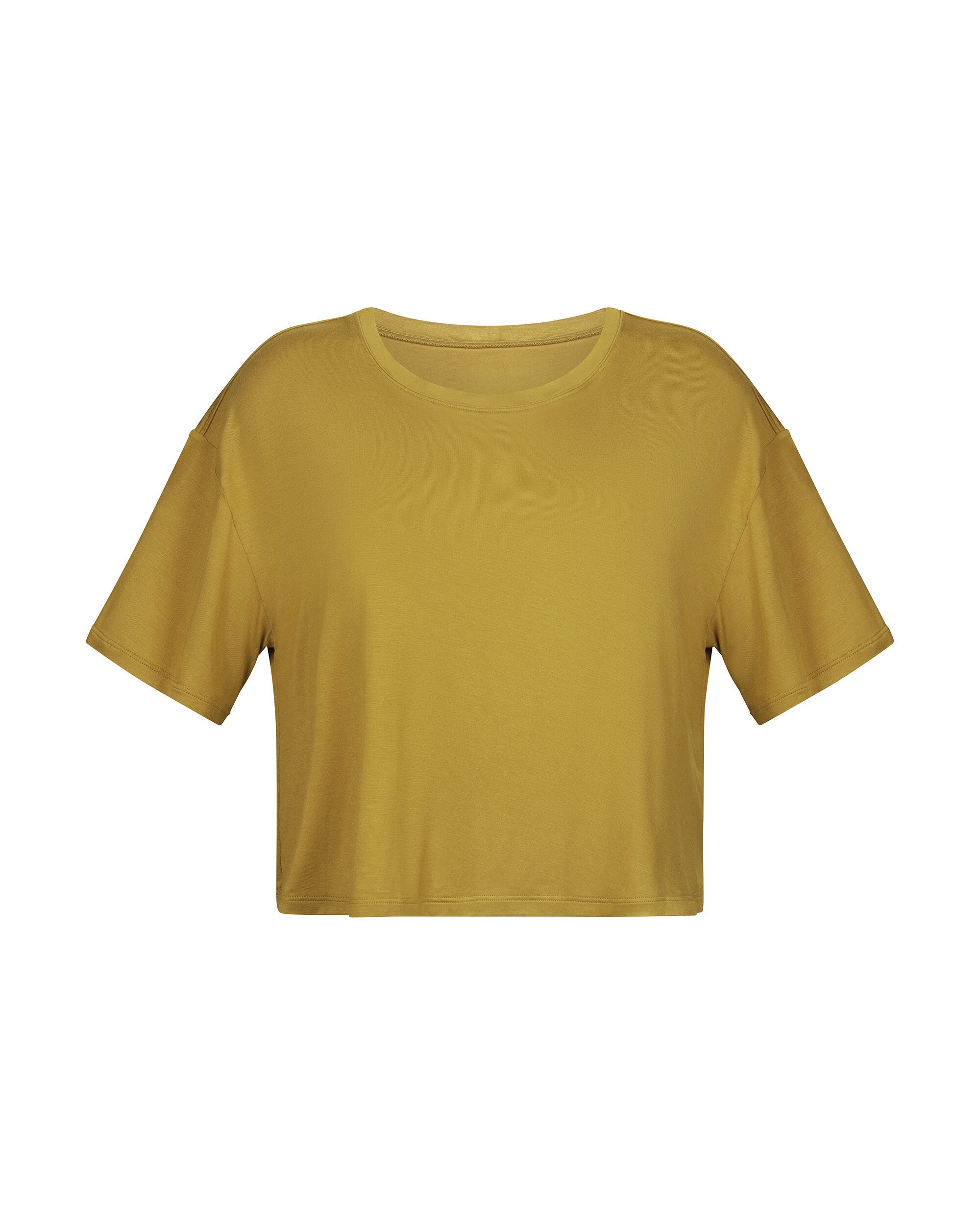 T-shirt Desportiva Curta Suave com Abertura Posterior Caqui-5