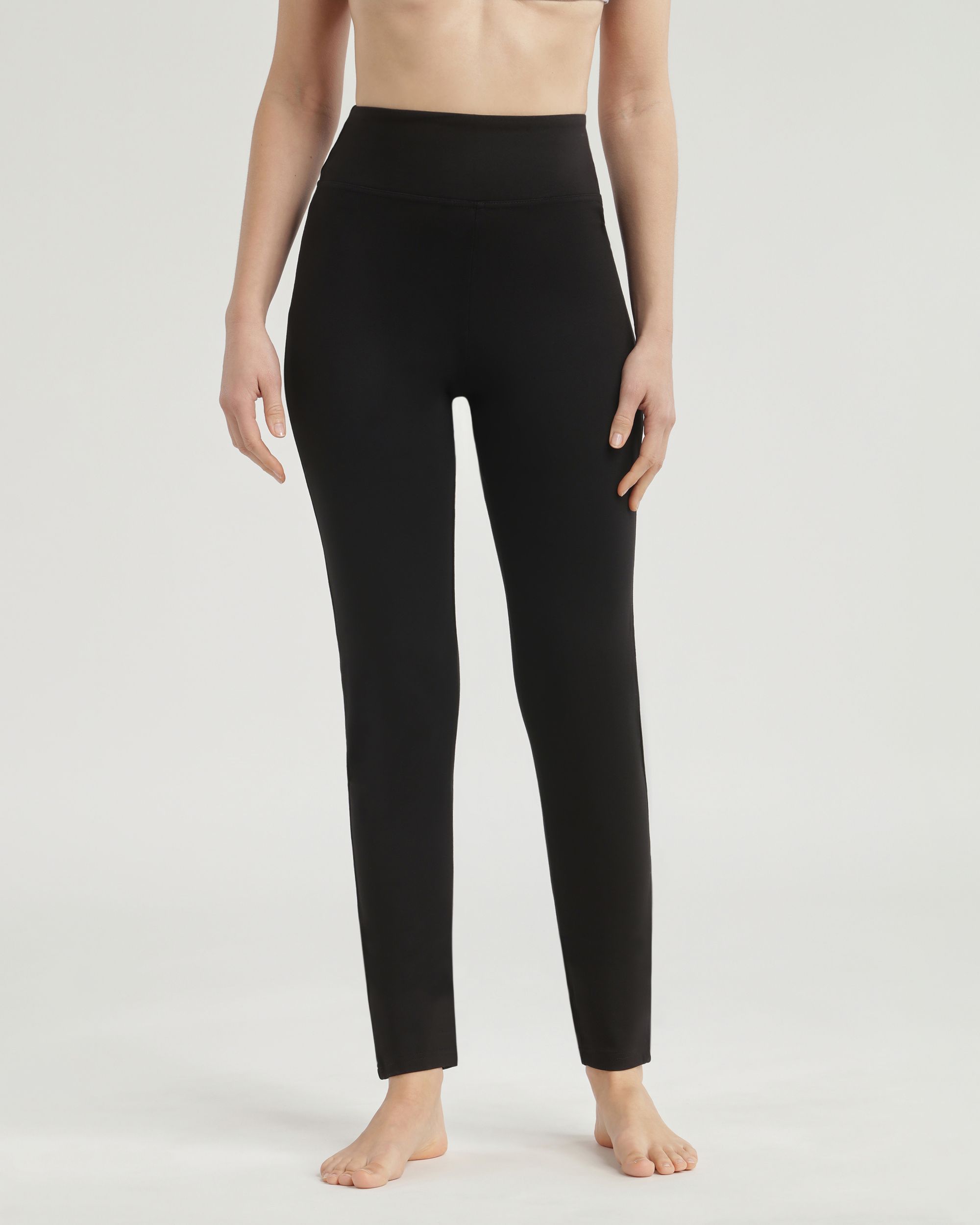 Leggings Adaptáveis Ao Corpo com Cintura Extra Larga Preto-2