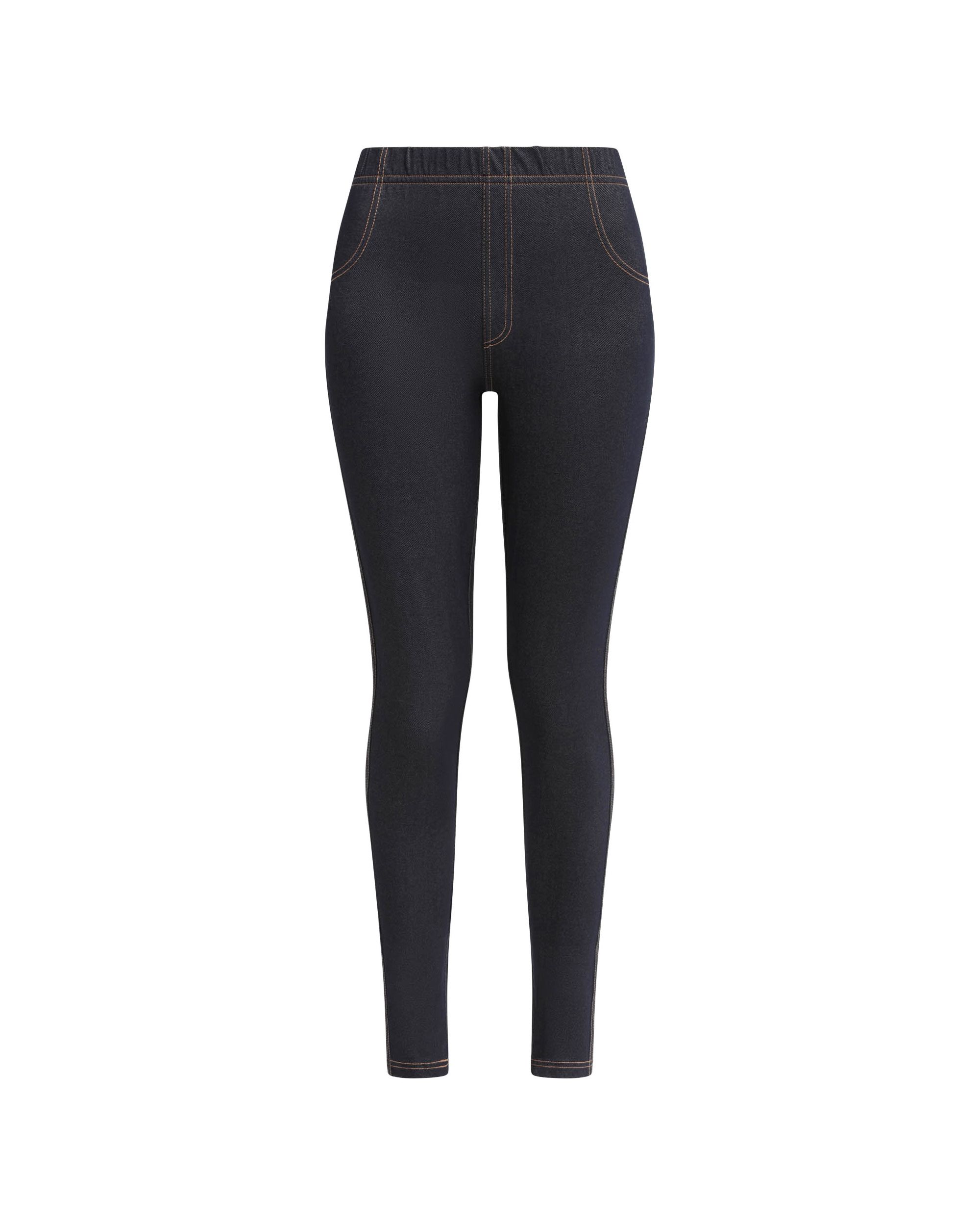 Leggings Efeito Jeans com Bolsos Posteriores Azul-marinho-3
