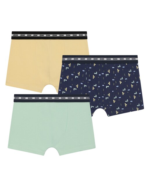 Imagem 0 de Pack de 3 Boxers Infantil Lisos e Estampado com Cintura em Contraste