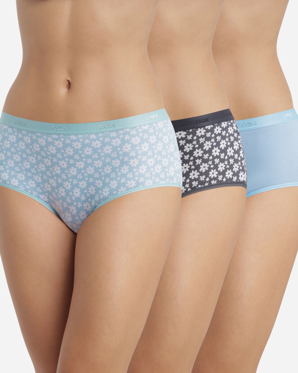 Pack de 3 Cuecas de Algodão Elástico Estampadas Azul-claro-2