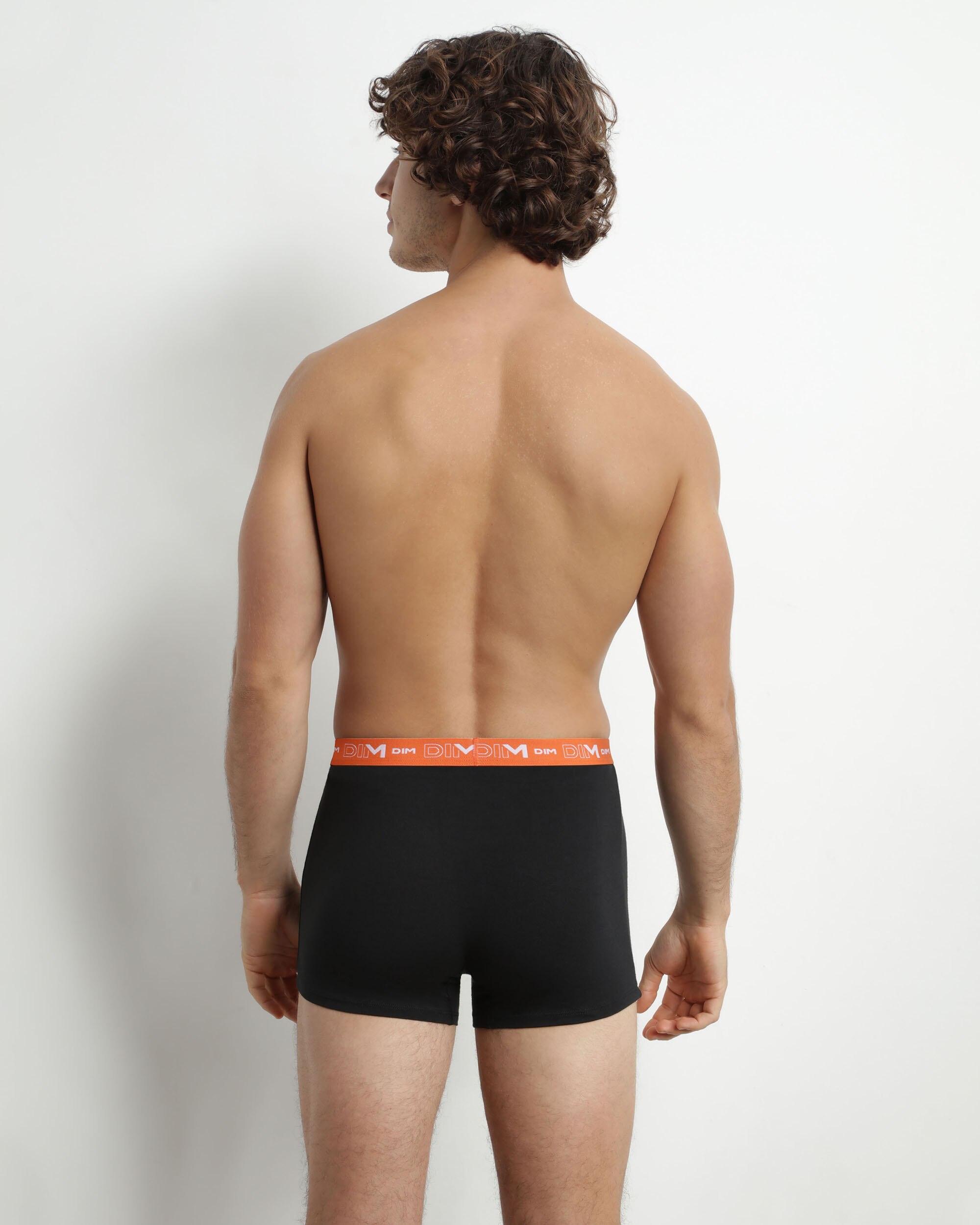 Pack de Dois Boxers de Malha de Algodão Elástico Estilo Básico em Várias Cores Preto / Laranja-3