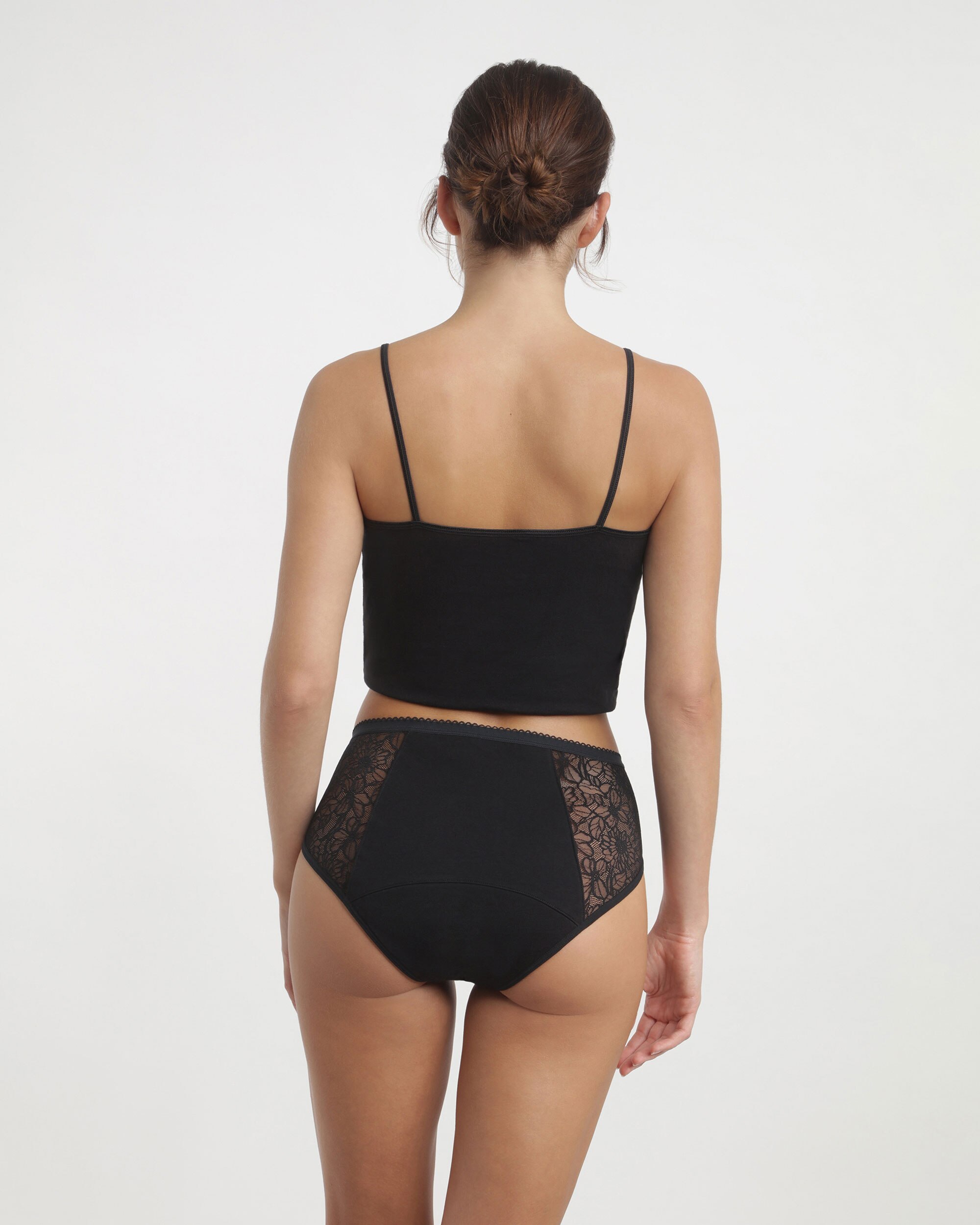Boxer Menstrual de Renda Fluxo Abundante Preto-4