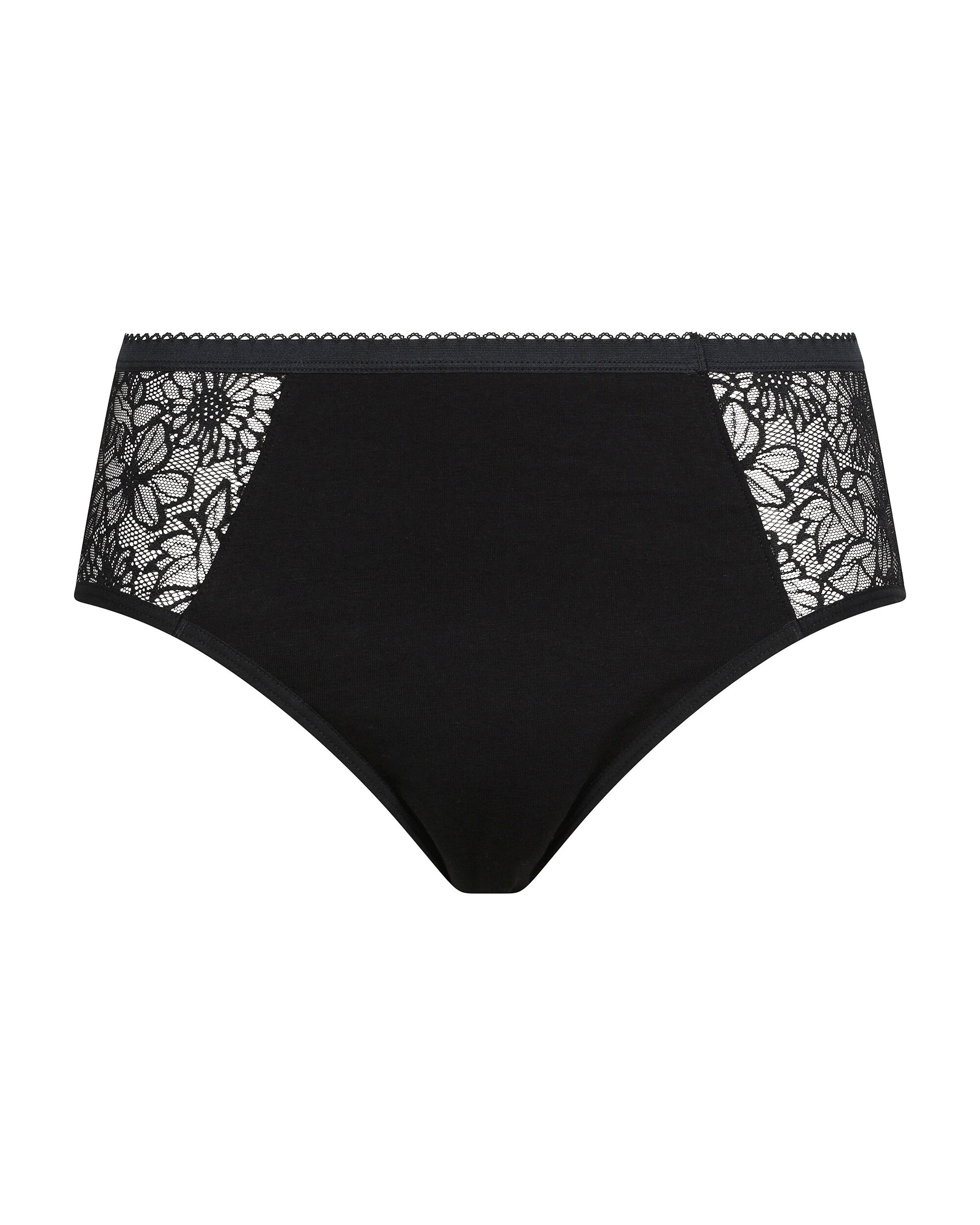 Boxer Menstrual de Renda Fluxo Abundante Preto-5
