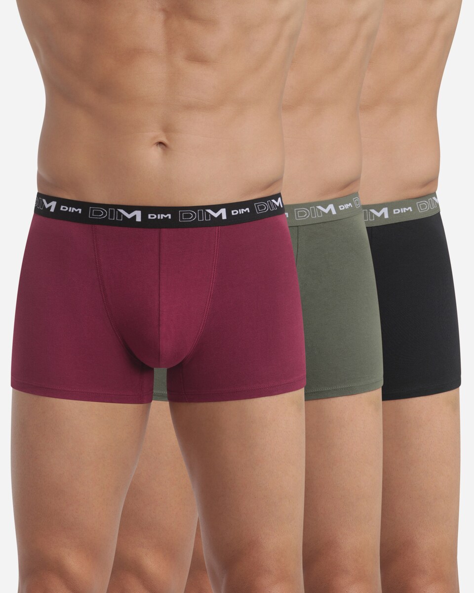 Pack de 3 Boxers de Algodão Elástico de Estilo Básico Multicolor-1