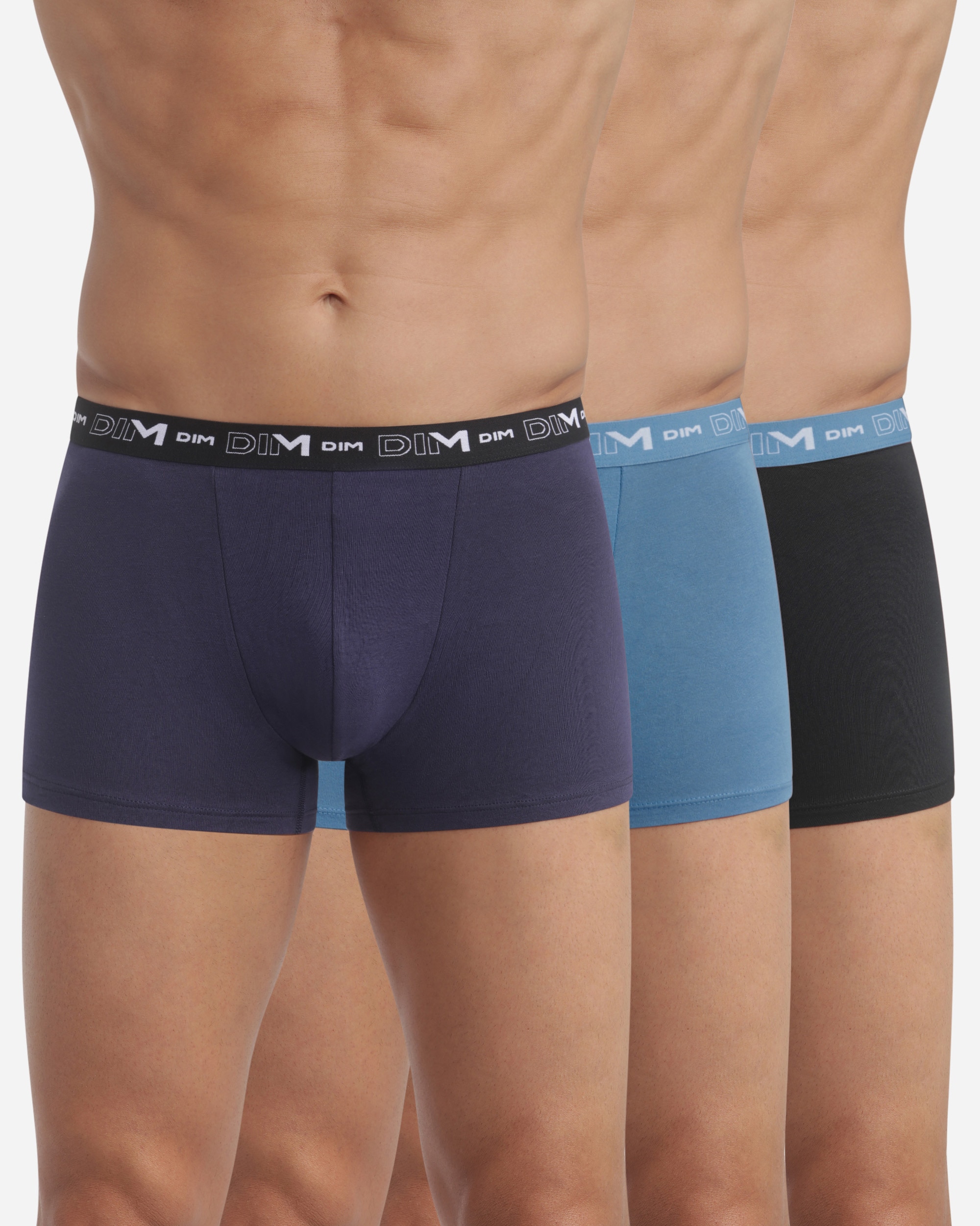 Pack de 3 Boxers de Algodão Elástico de Estilo Básico Azul-escuro-1