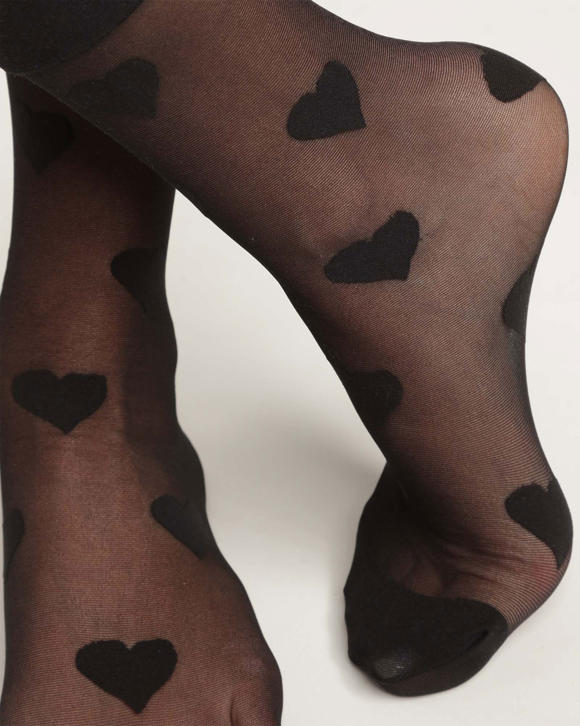 Meias Transparentes Coração 17d Preto-3