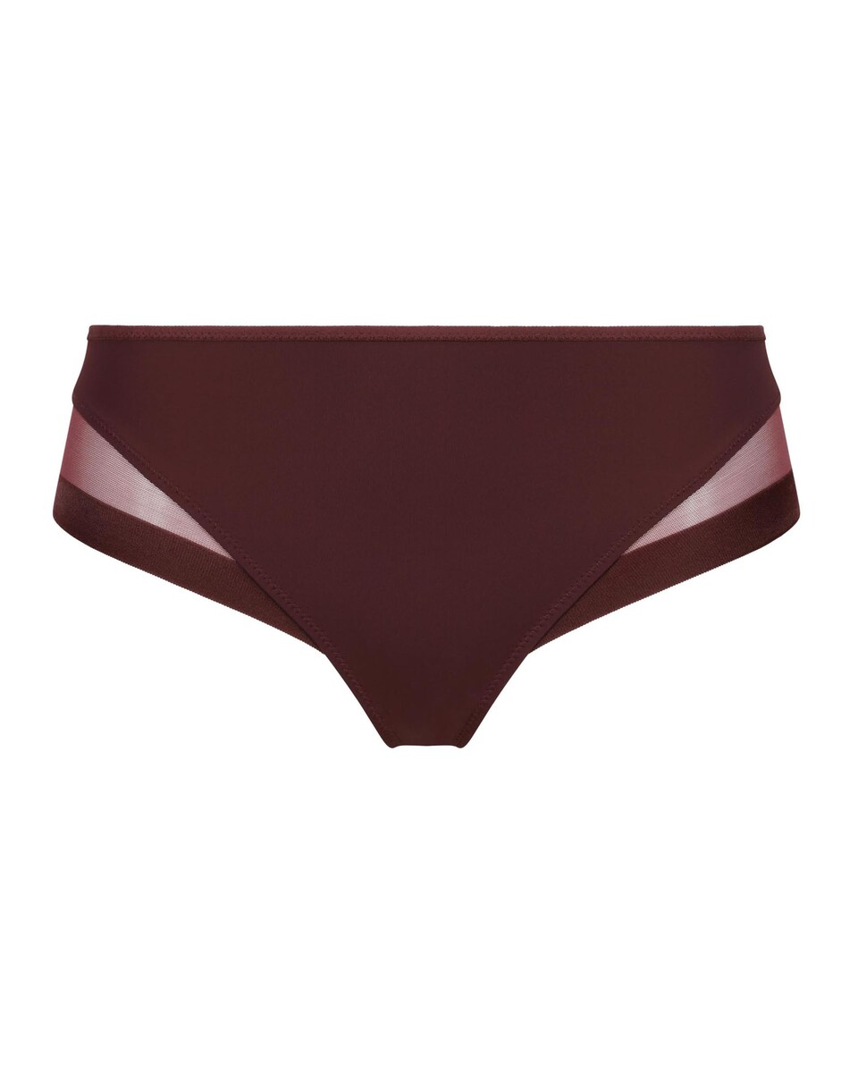 Cueca Clássica de Suave Microfibra com Detalhes em Malha Ameixa-5