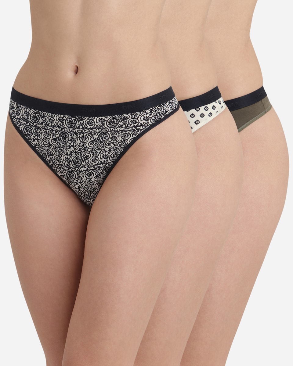 Pack de 3 Tangas de Algodão Elástico Estampadas Multicolor-2