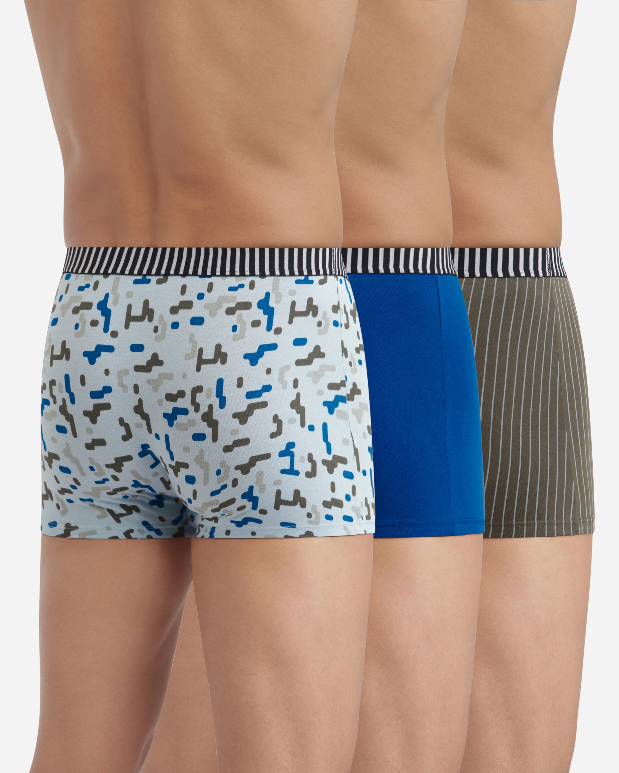Pack de Três Boxers de Algodão Elástico com Estampados Variados e Várias Cores Multicolor-2