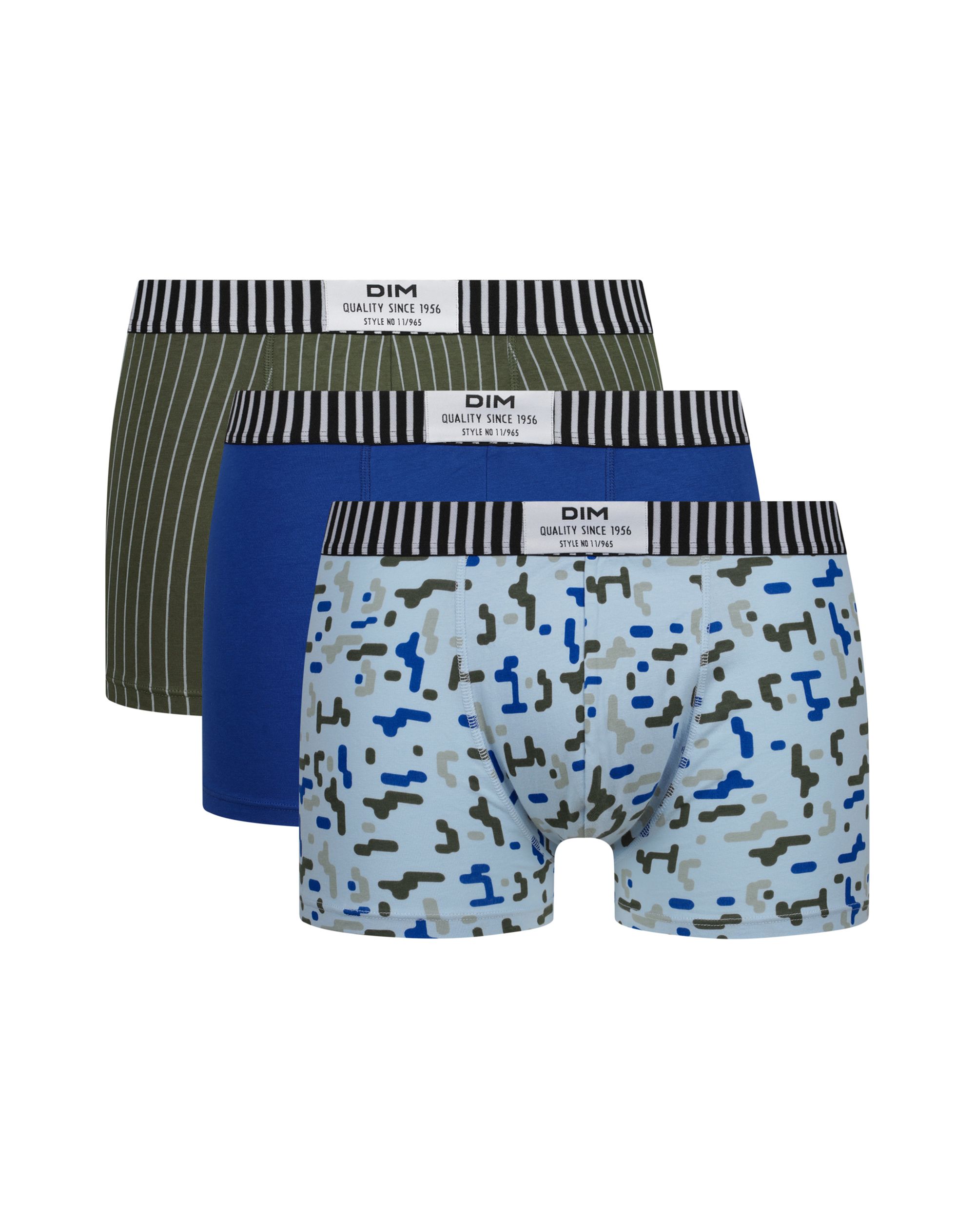 Pack de Três Boxers de Algodão Elástico com Estampados Variados e Várias Cores Multicolor-3