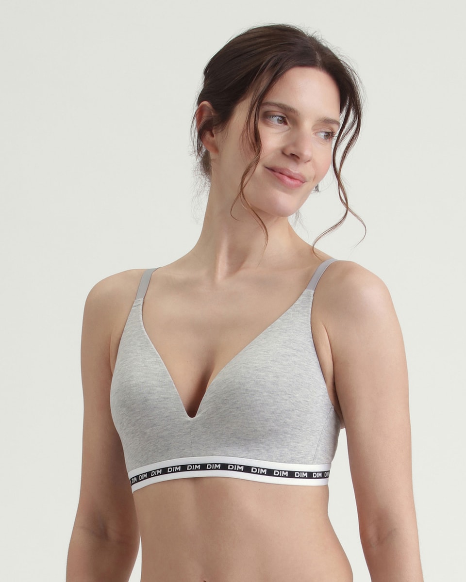 Soutien sem Aros Triangular com Leve Forro de Suave Microfibra Cinzento-1