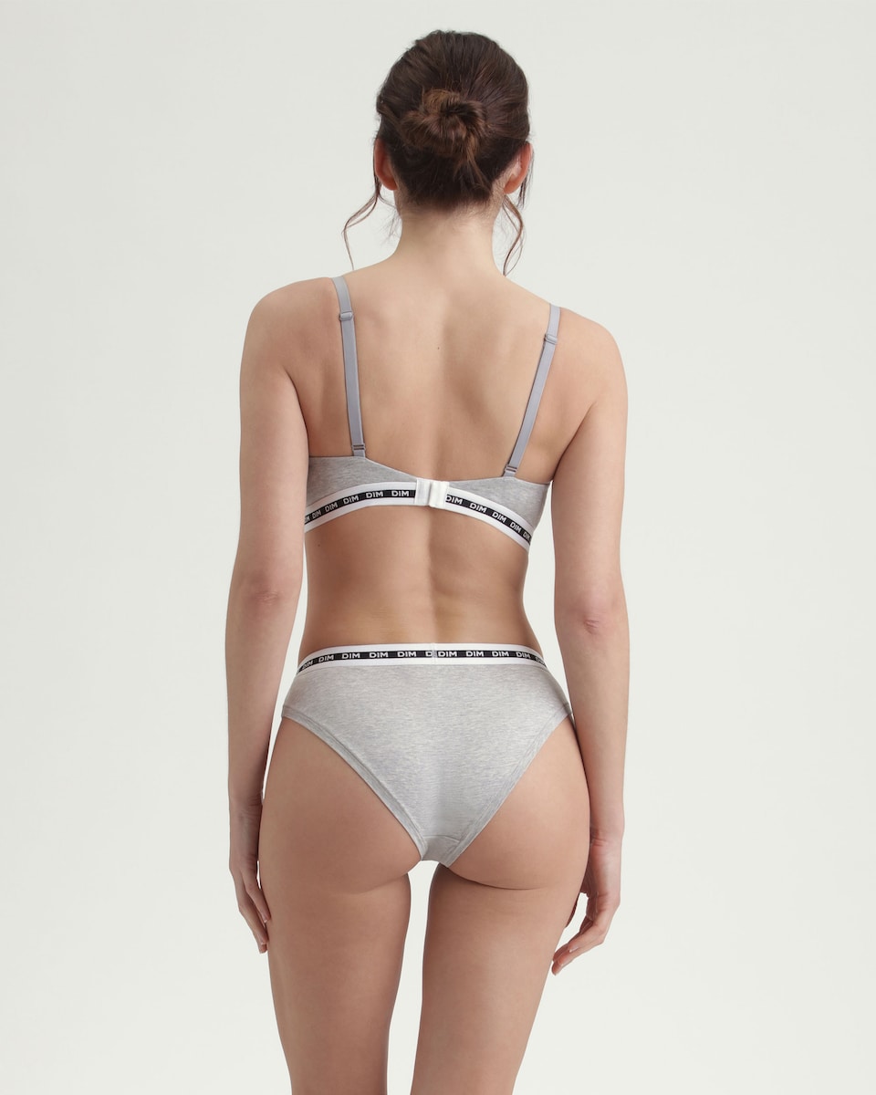 Soutien sem Aros Triangular com Leve Forro de Suave Microfibra Cinzento-4