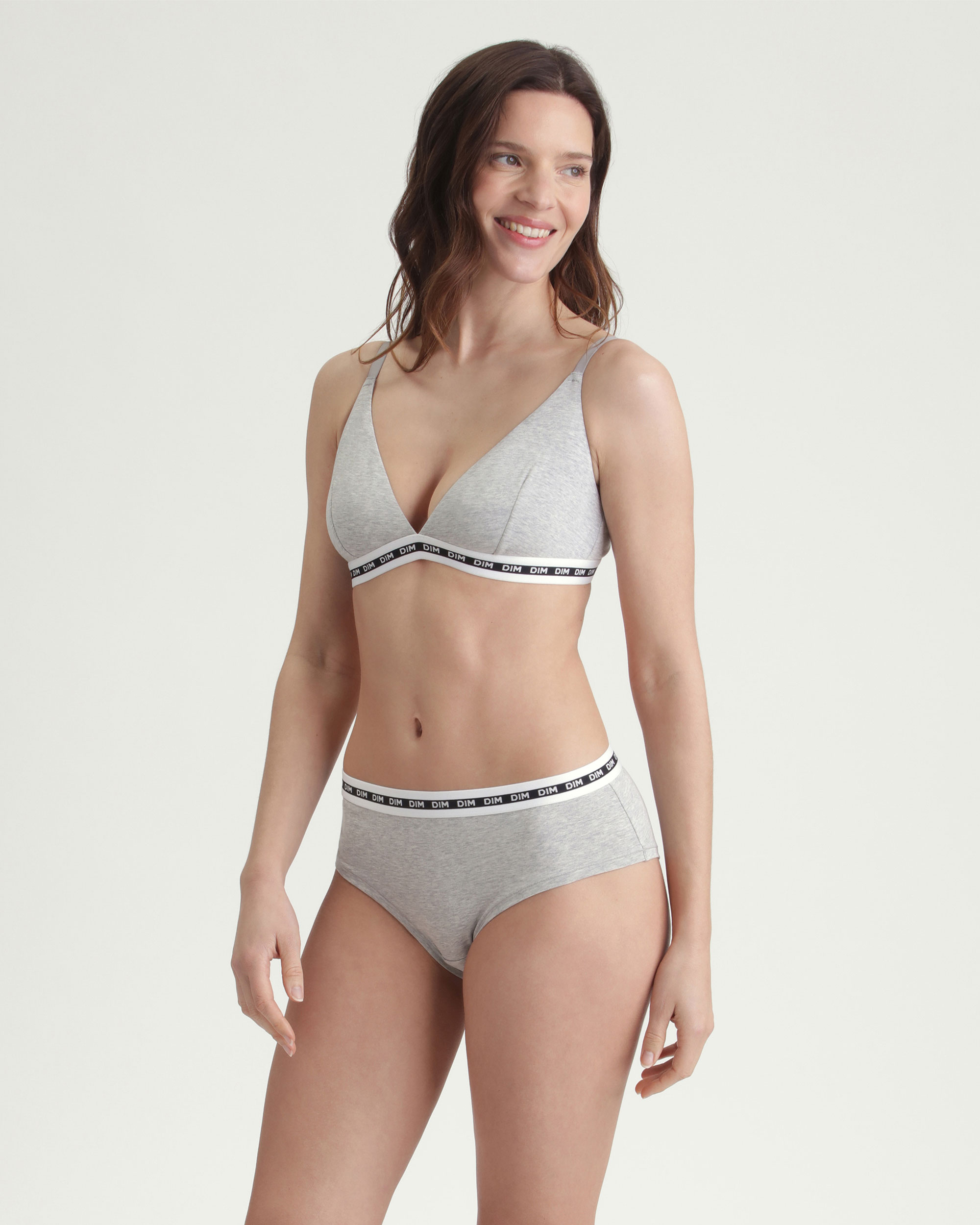 Soutien sem Aros Triangular com Leve Forro de Suave Microfibra Cinzento-3