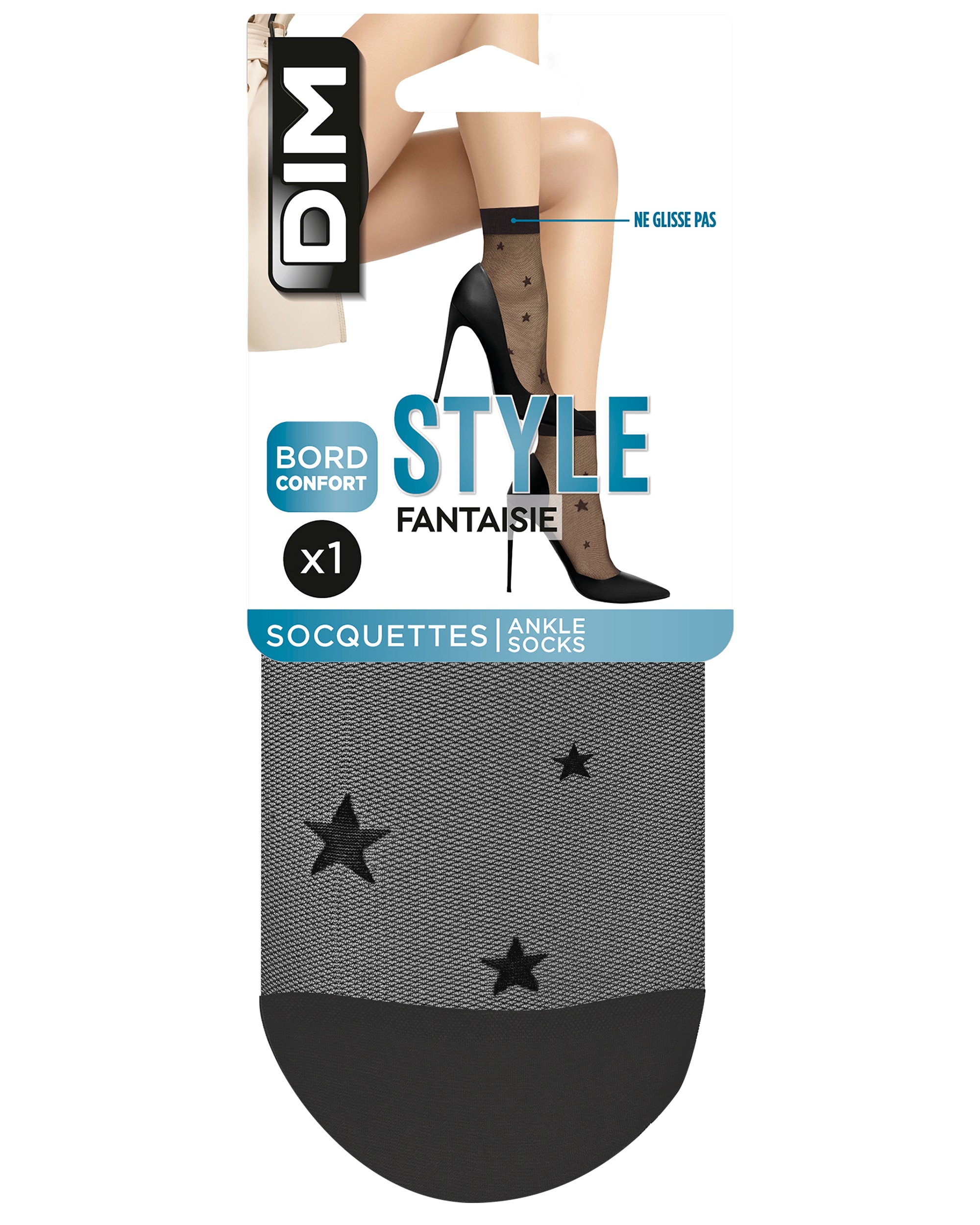 Meias com Estampado de Estrelas 17d Preto-3