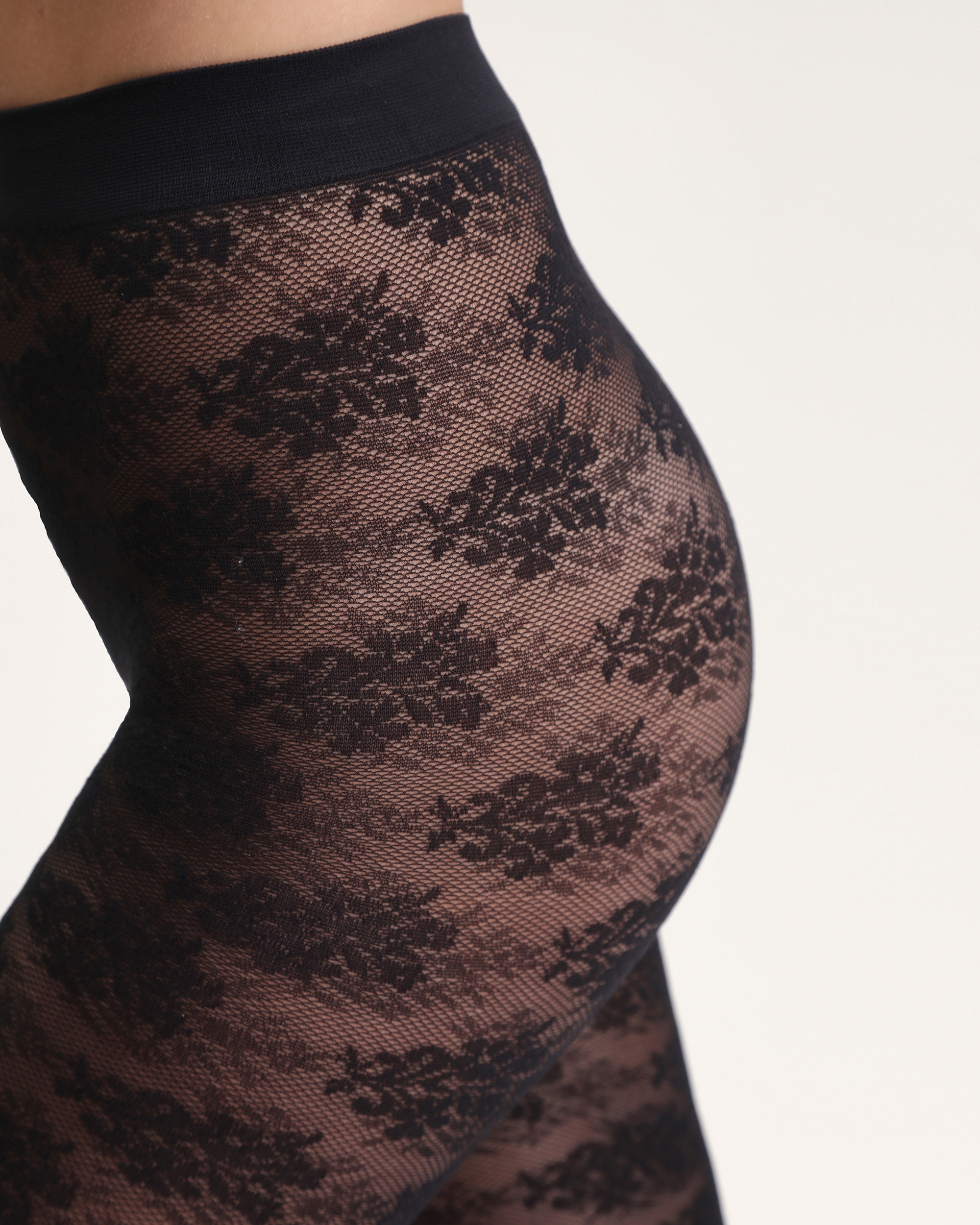 Collants com Estampado de Flores 29d Preto-2