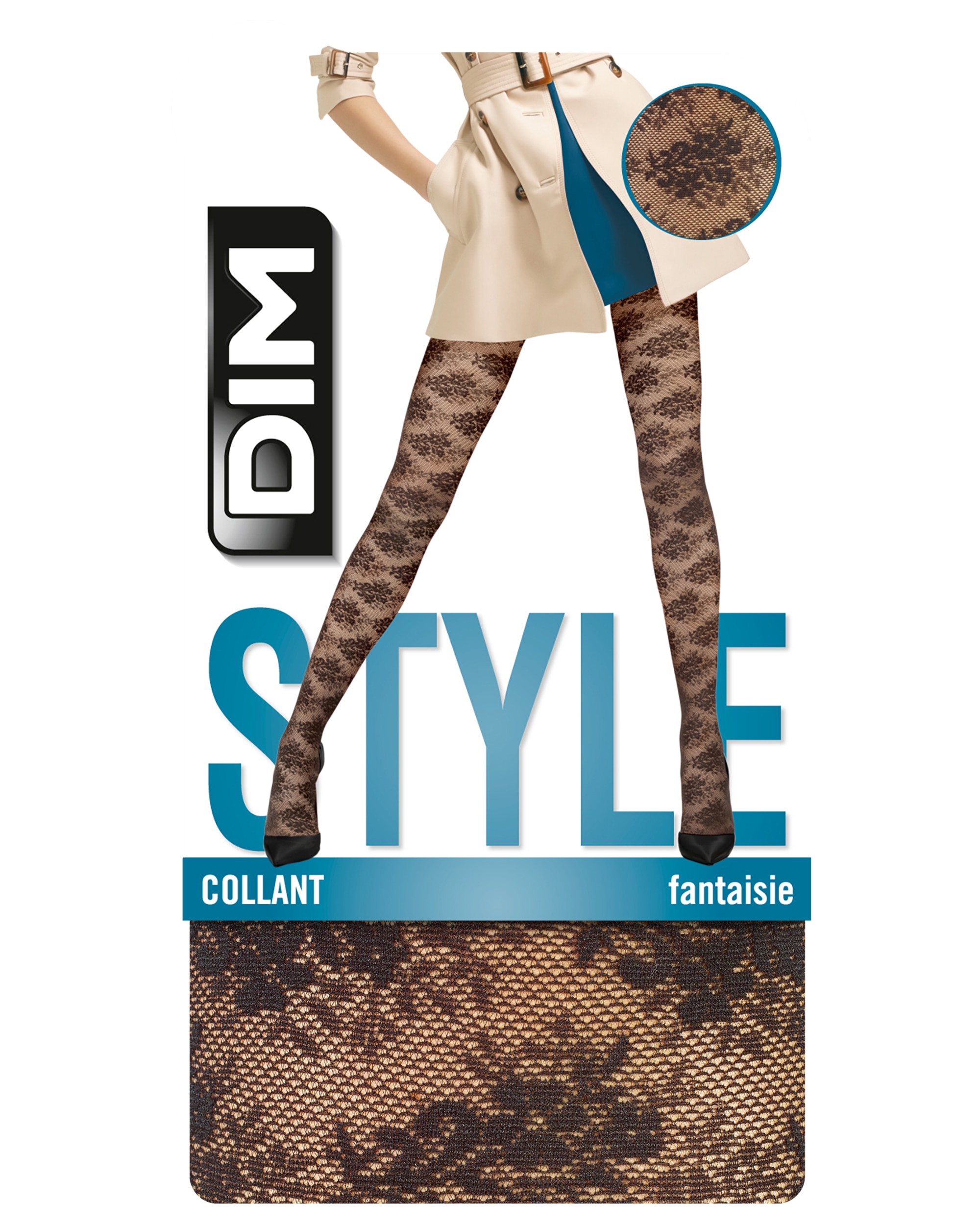 Collants com Estampado de Flores 29d Preto-3