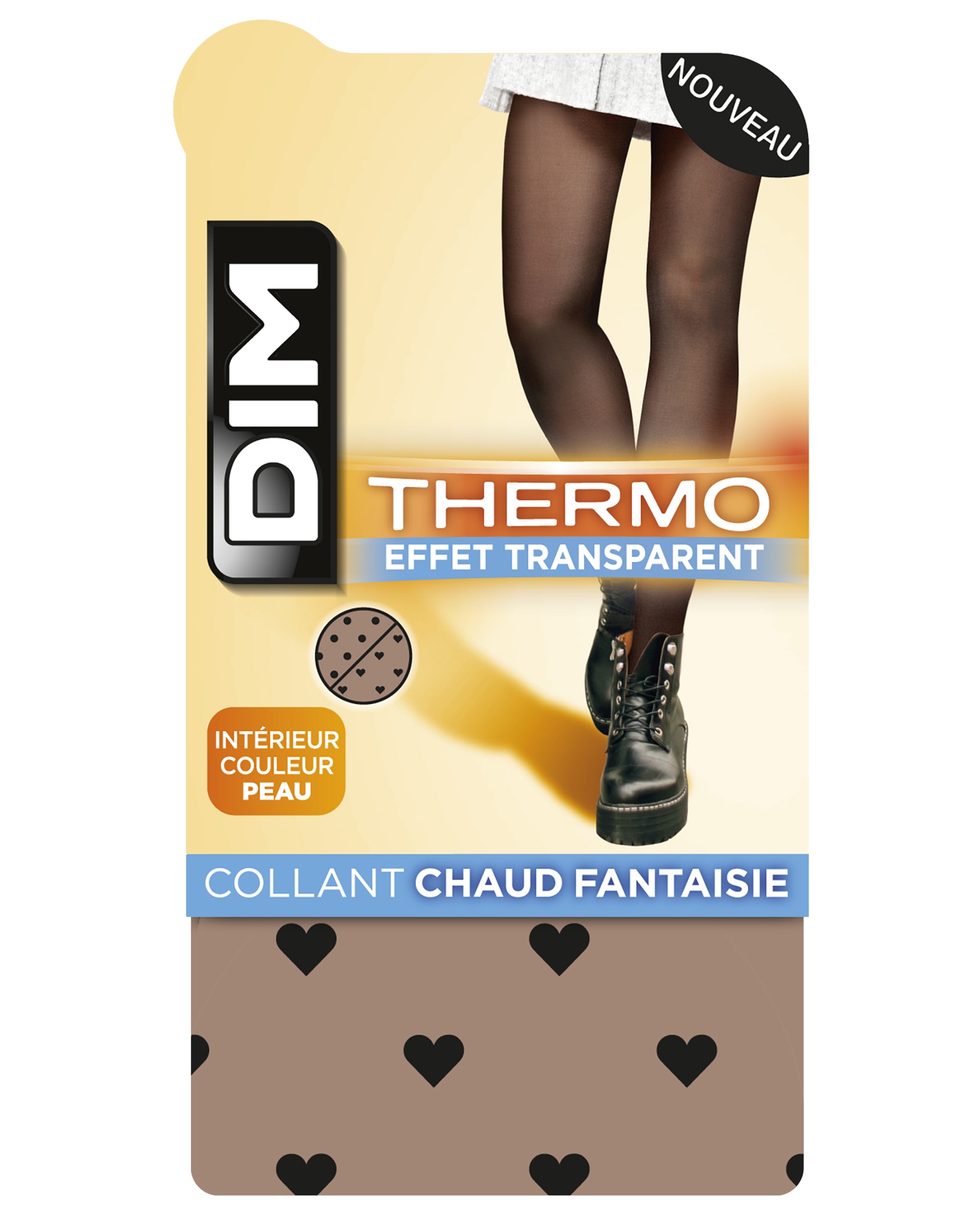 Collants Térmicos Efeito Transparente Corações 80d Preto-2