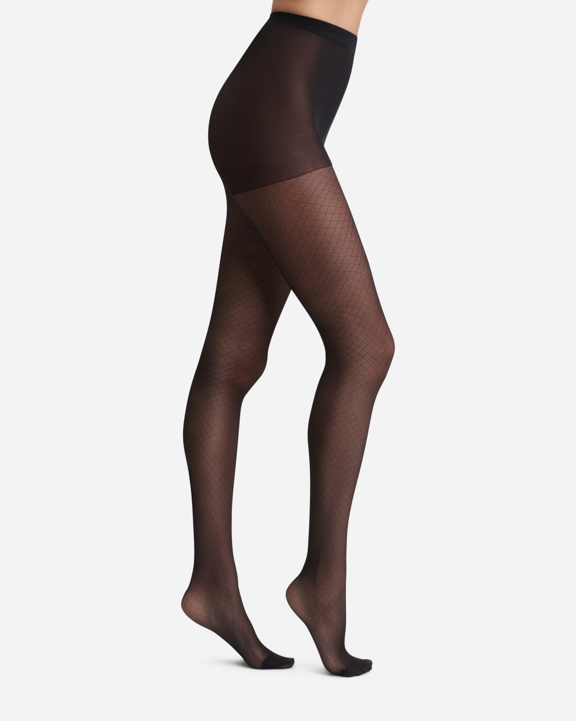 Collants Transparentes Estampados com Rede 20d Preto-1