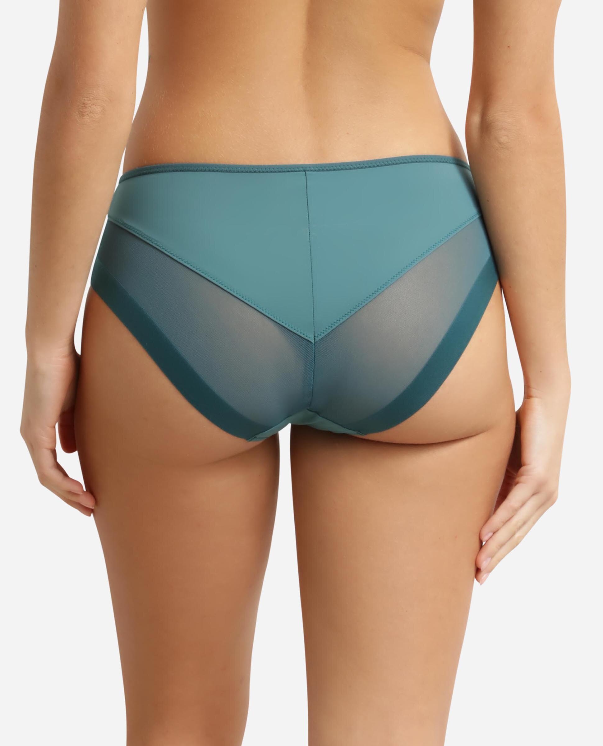 Cueca Clássica de Suave Microfibra com Detalhes em Malha Esmeralda-2