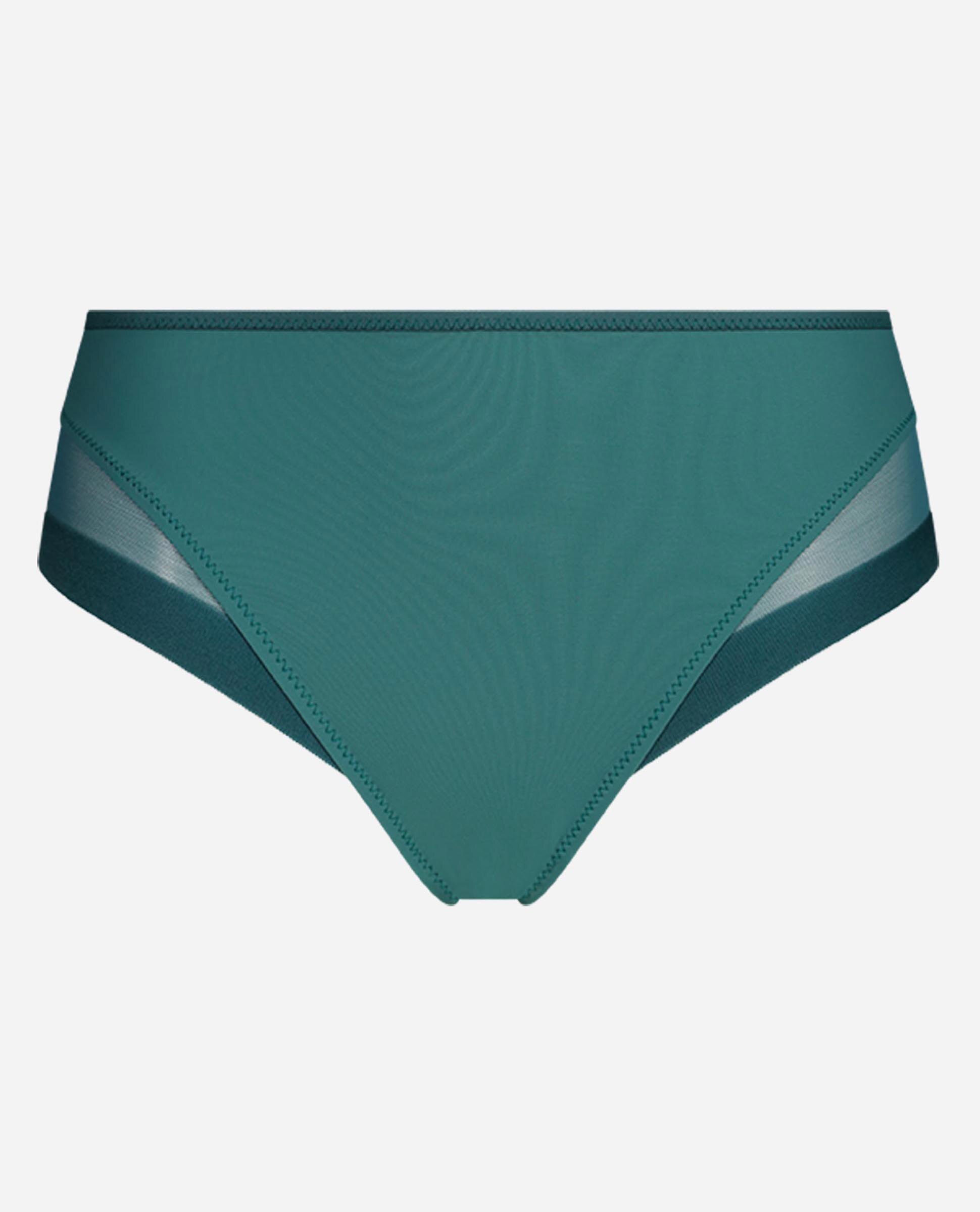 Cueca Clássica de Suave Microfibra com Detalhes em Malha Esmeralda-5