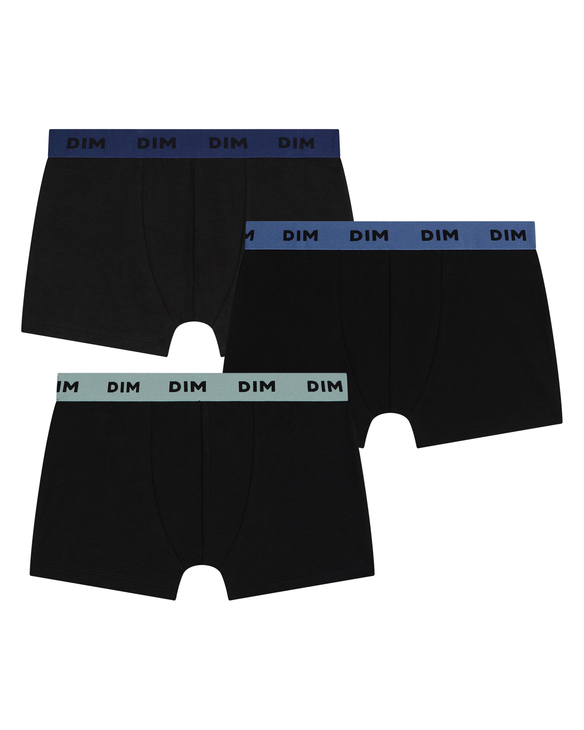 Imagem 0 de Pack de 3 Cuecas Infantil de Algodão Elástico em Preto com Cintura Colorida