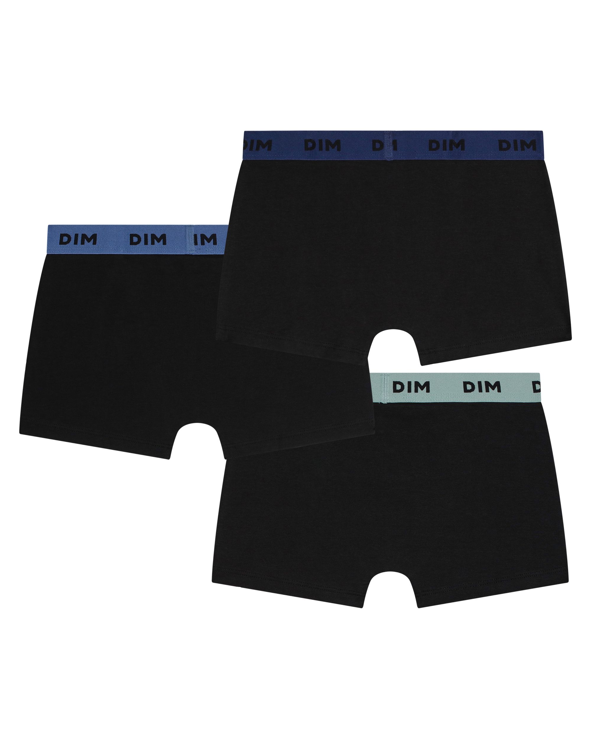 Pack de 3 Boxers Infantil de Algodão Elástico com Cintura Colorida Dim Preto-2