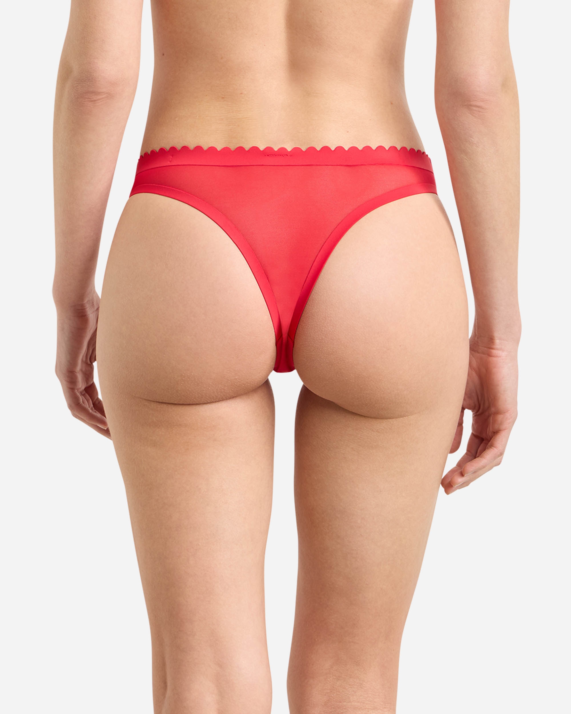 Cueca Invisível em Mescla de Microfibra e Malha Vermelho-2