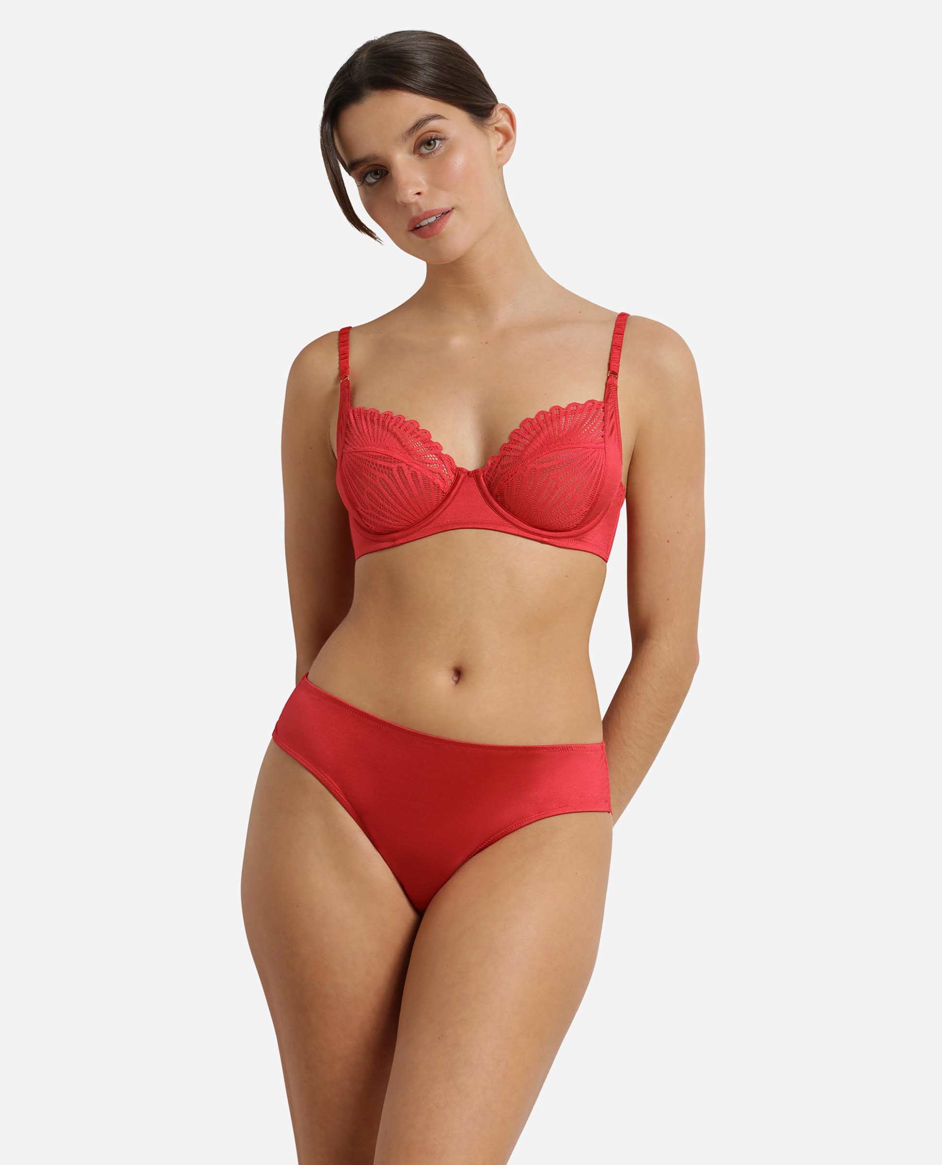 Soutien com Aros de Cetim e Renda Vermelho-3
