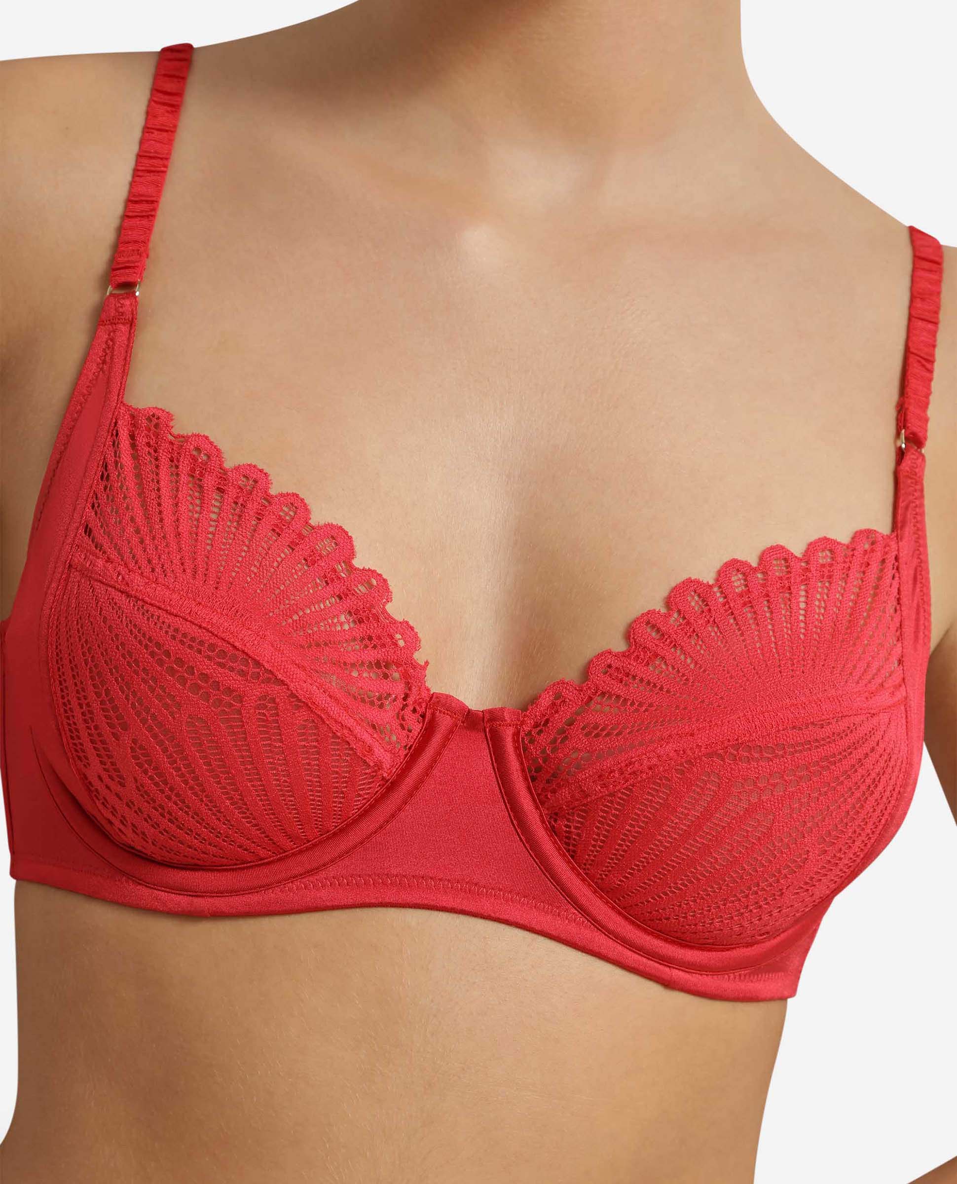 Soutien com Aros de Cetim e Renda Vermelho-4