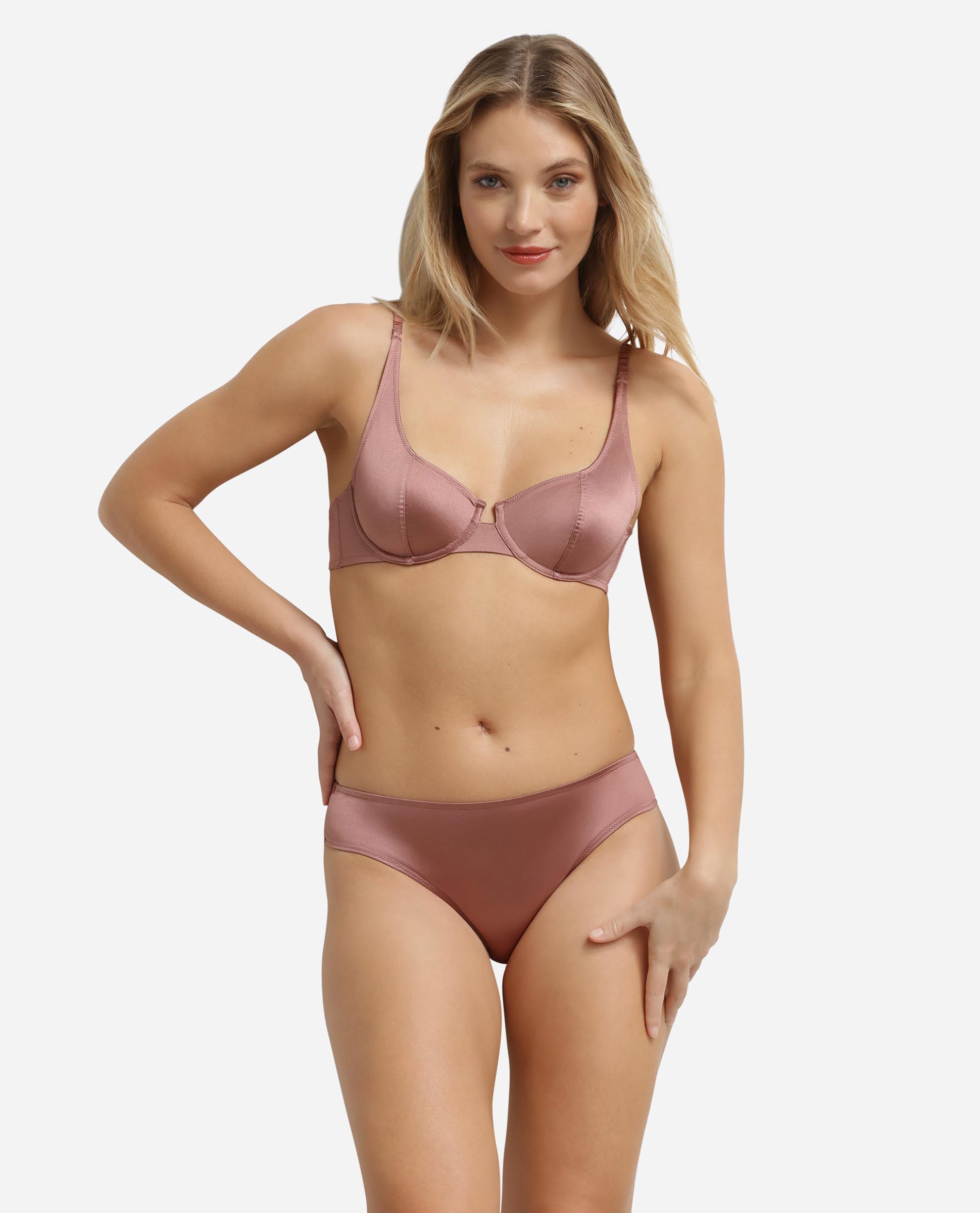 Soutien com Aro Balconette em Tecido Acetinado Bege-3