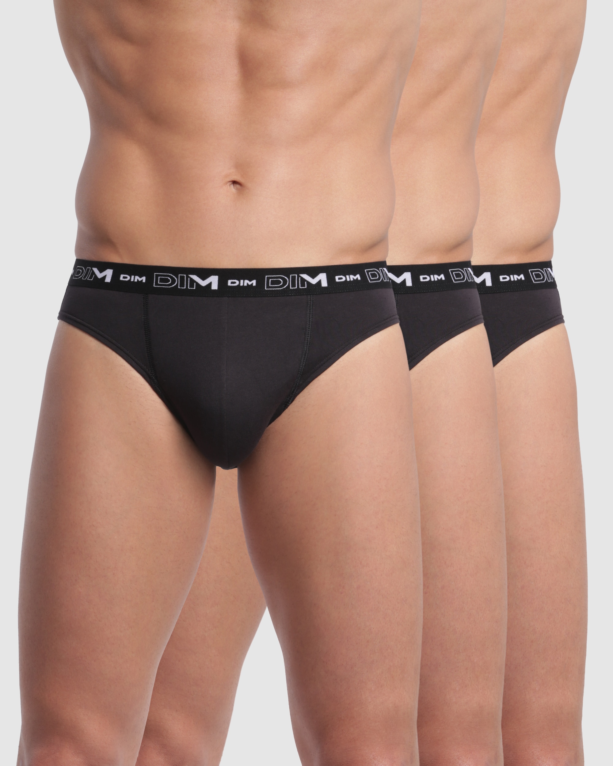Pack de Três Slips de Algodão Elástico Preto-1