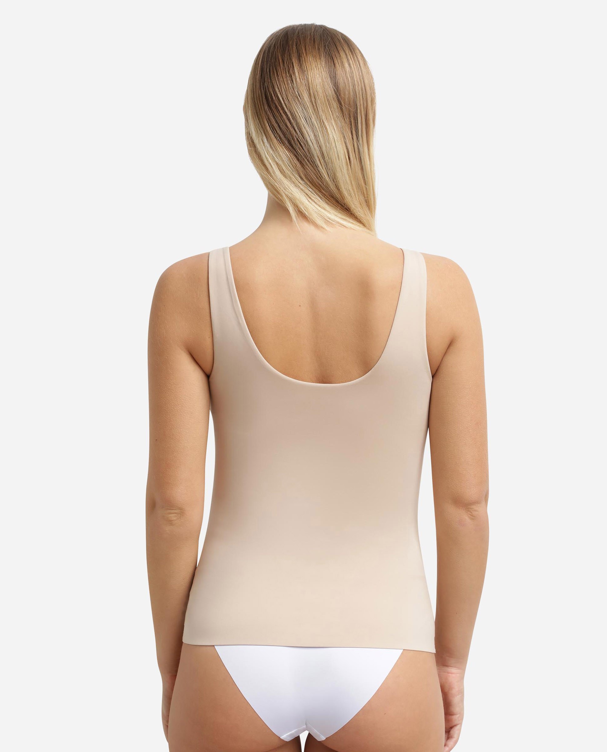 T-shirt Interior Básica Invisível sem Mangas de Microfibra Natural-2