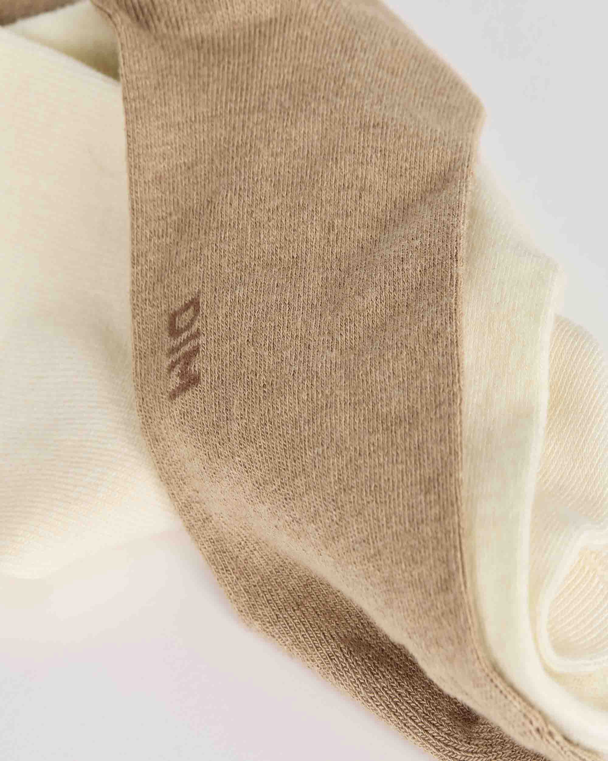 Pack de 2 Meias Curtas Extra Suaves de Modal Bege / Branco-2