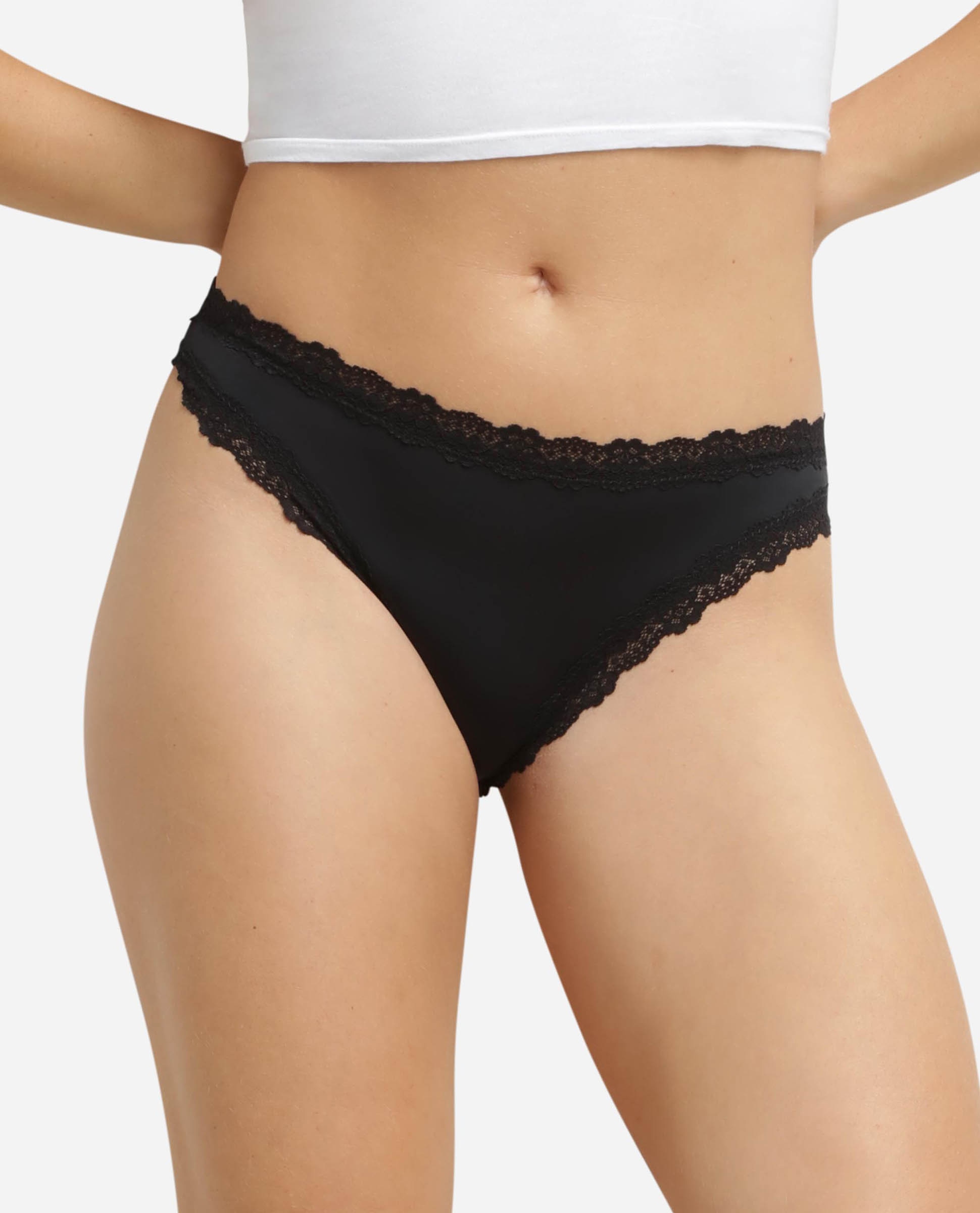 Cueca Brasileira de Microfibra e Renda Preto-1