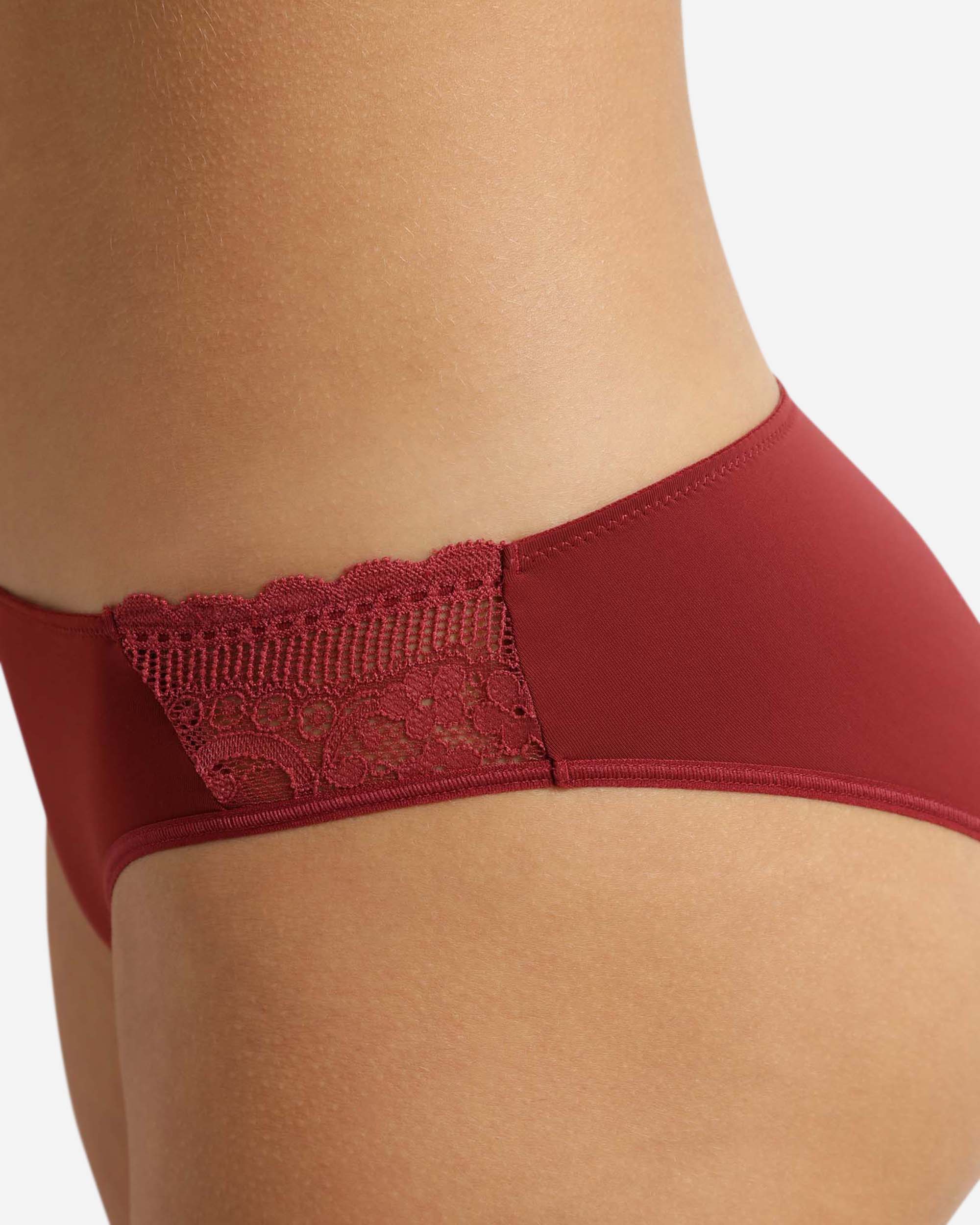 Cueca de Microfibra com Renda Bordeaux-3