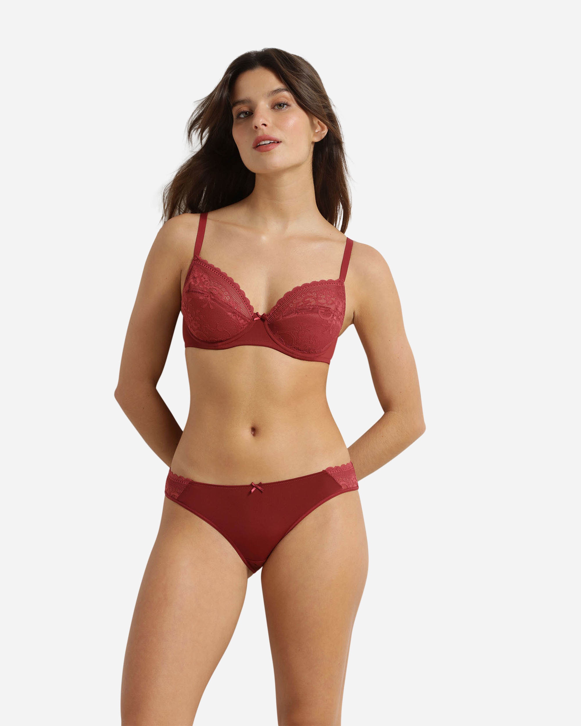 Cueca de Microfibra com Renda Bordeaux-4