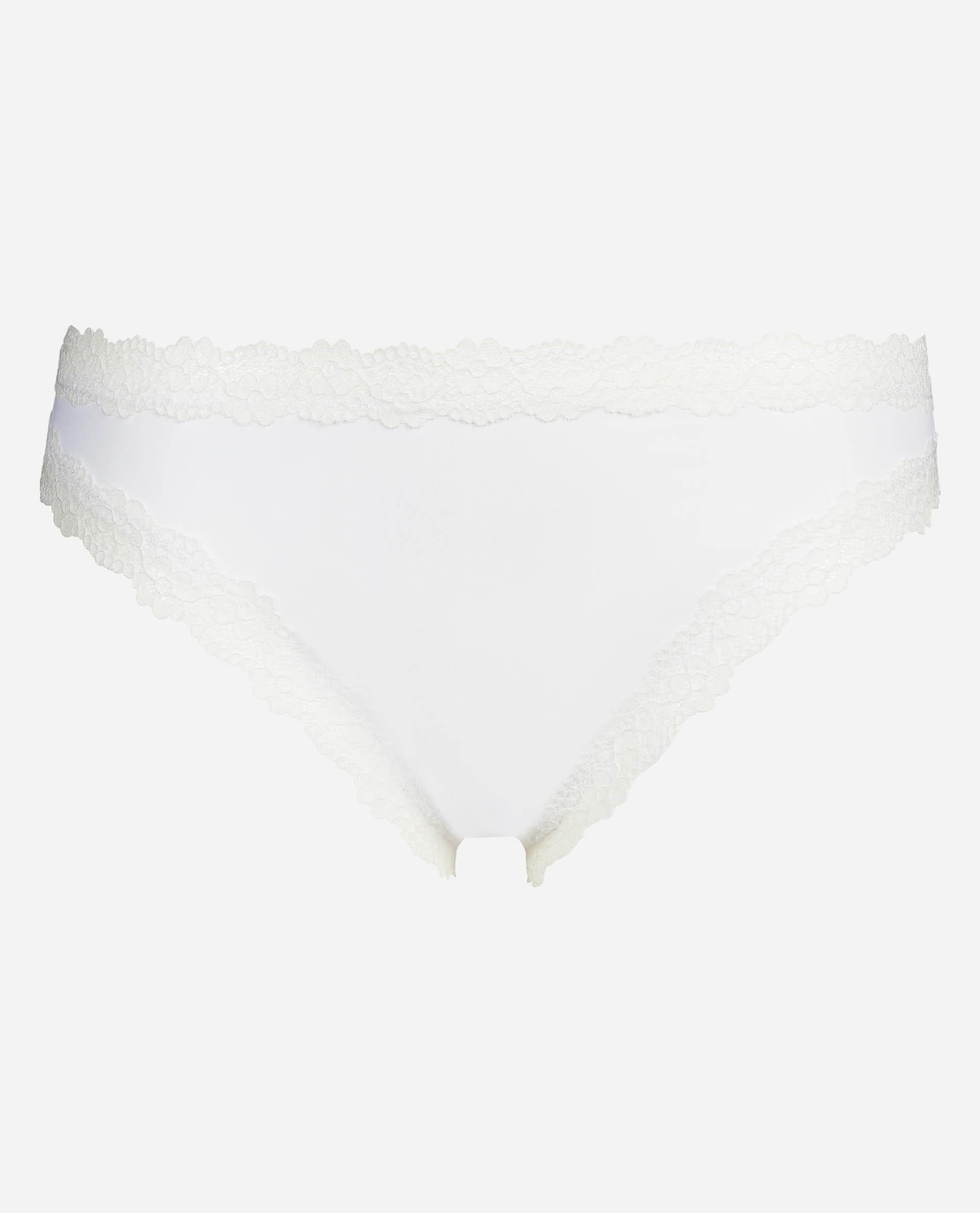 Cueca Clássica de Microfibra e Renda Branco-3