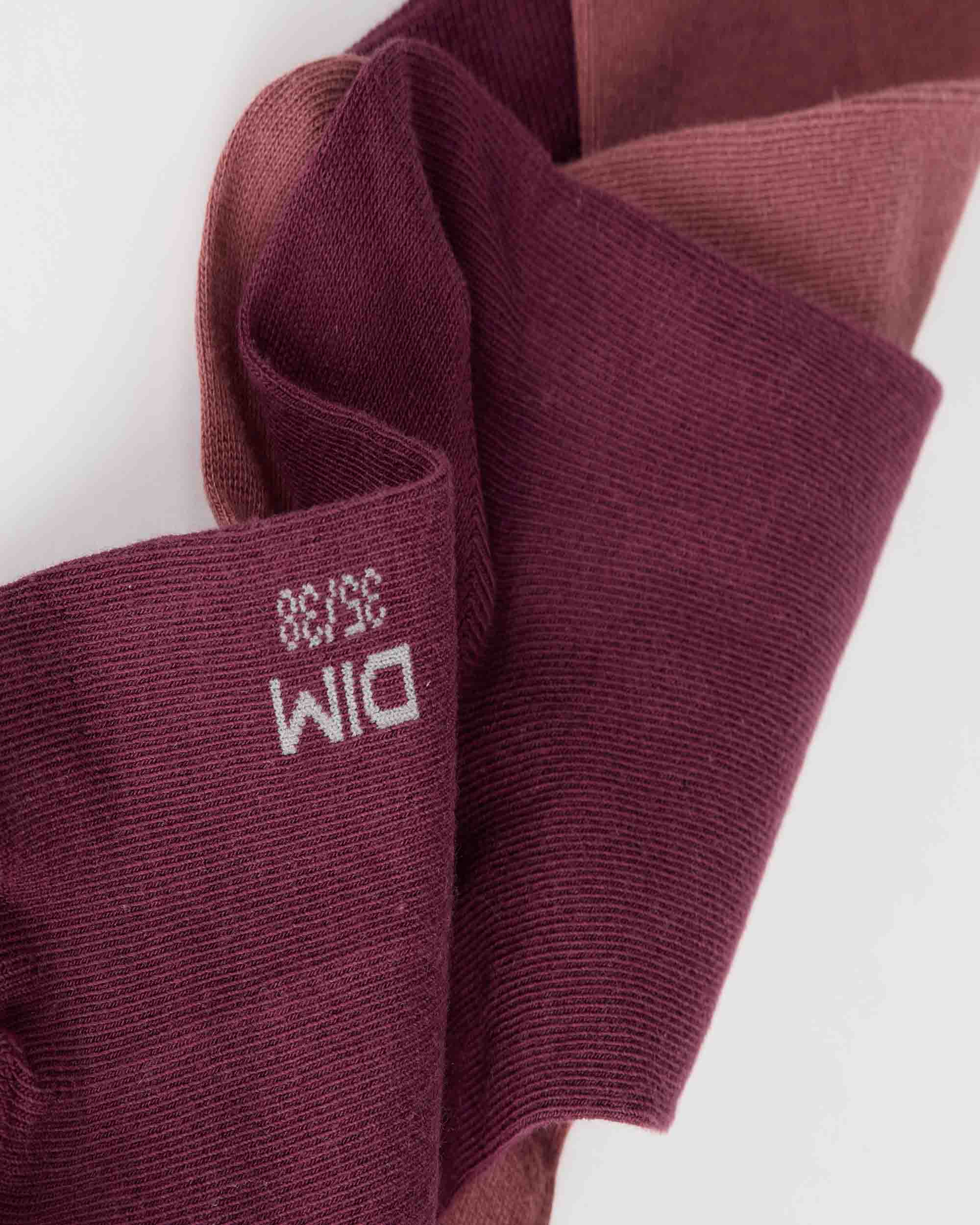 Pack de 2 Meias de Cano Médio de Algodão Bordeaux-2
