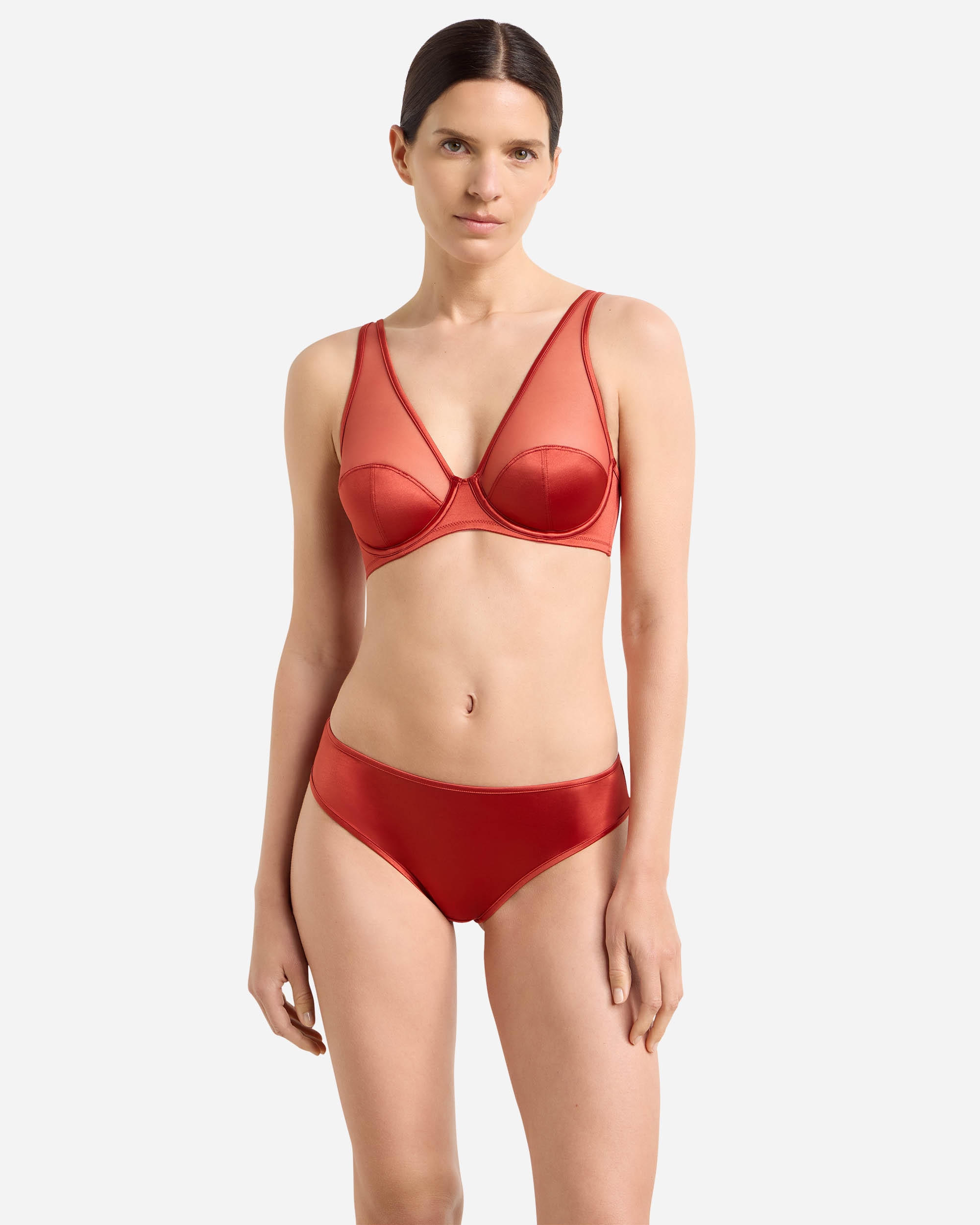 Cueca Midi em Tecido Micro Acetinado Dim X Inès de La Fressange Canela-4