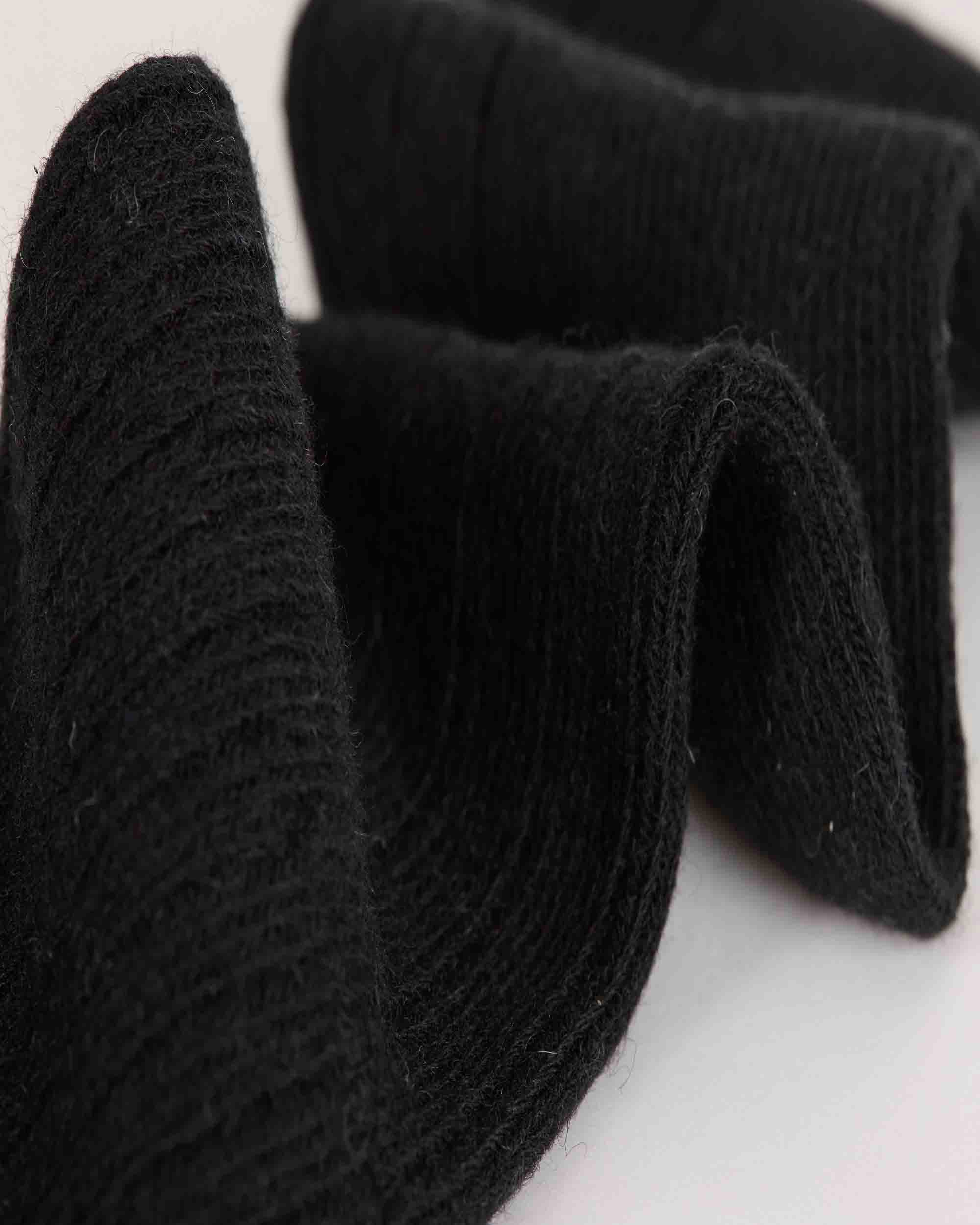 Meias de Cano Médio em Canelado com Caxemira Preto-2