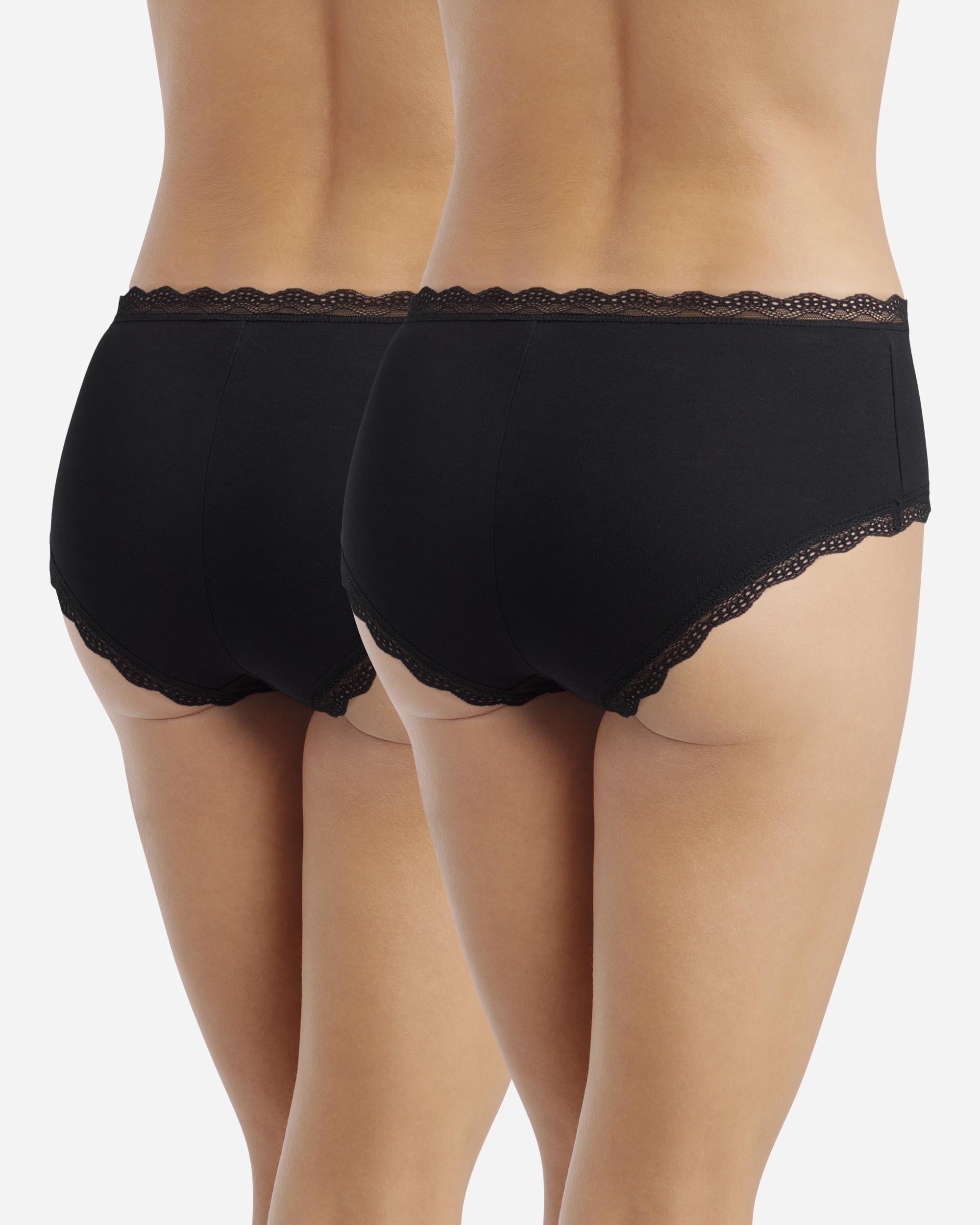 Pack de 2 Cuecas Shorty de Algodão com Renda Preto-2