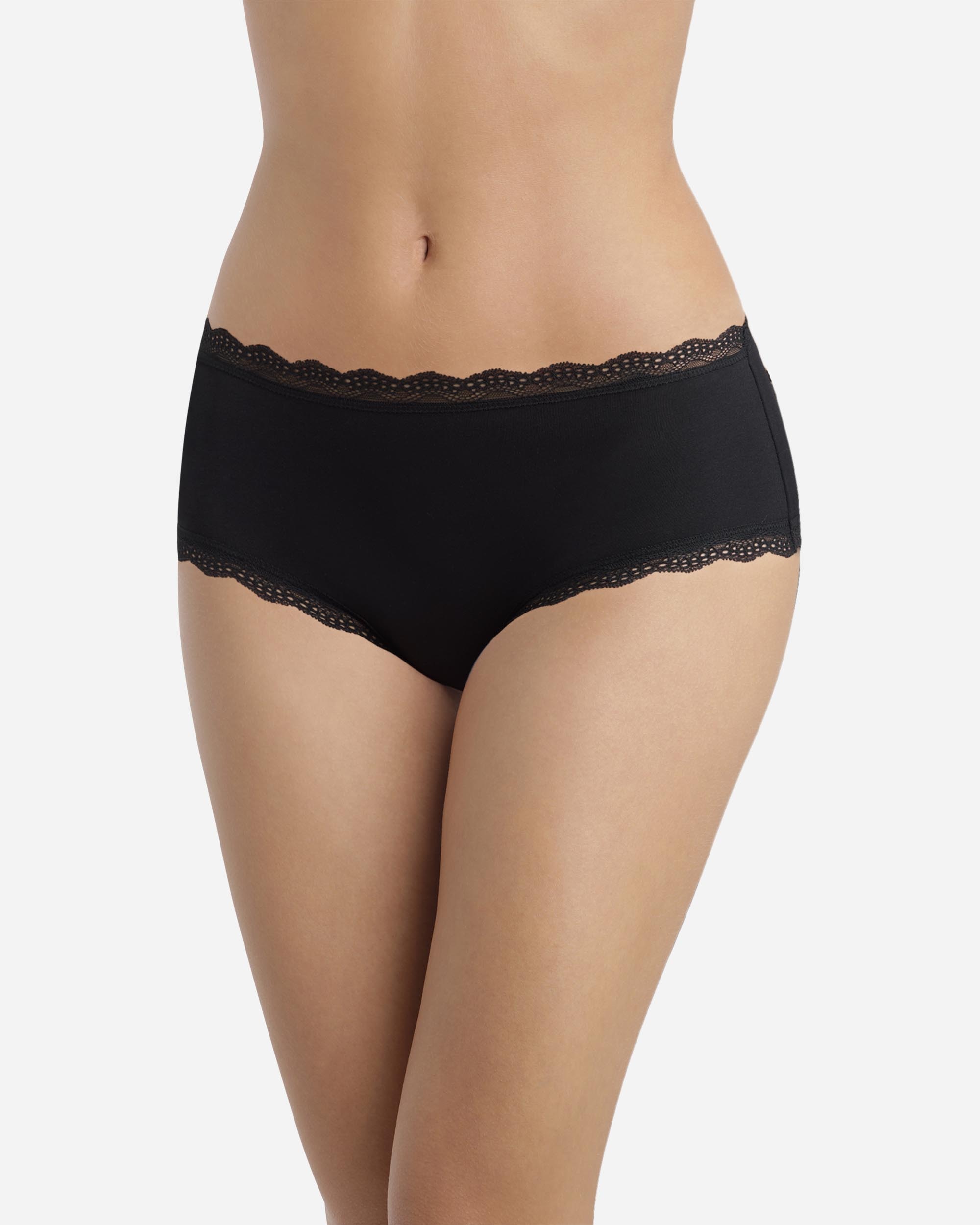 Pack de 2 Cuecas Shorty de Algodão com Renda Preto-3