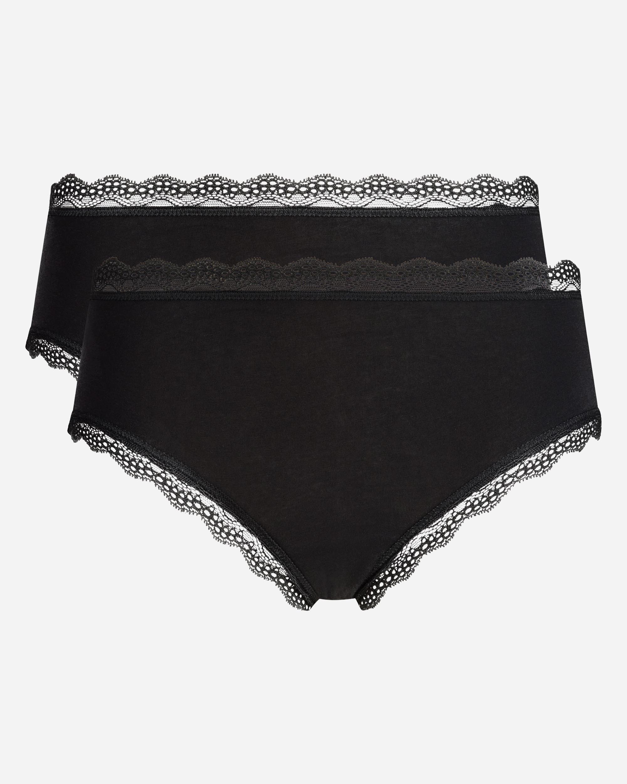 Pack de 2 Cuecas Shorty de Algodão com Renda Preto-4